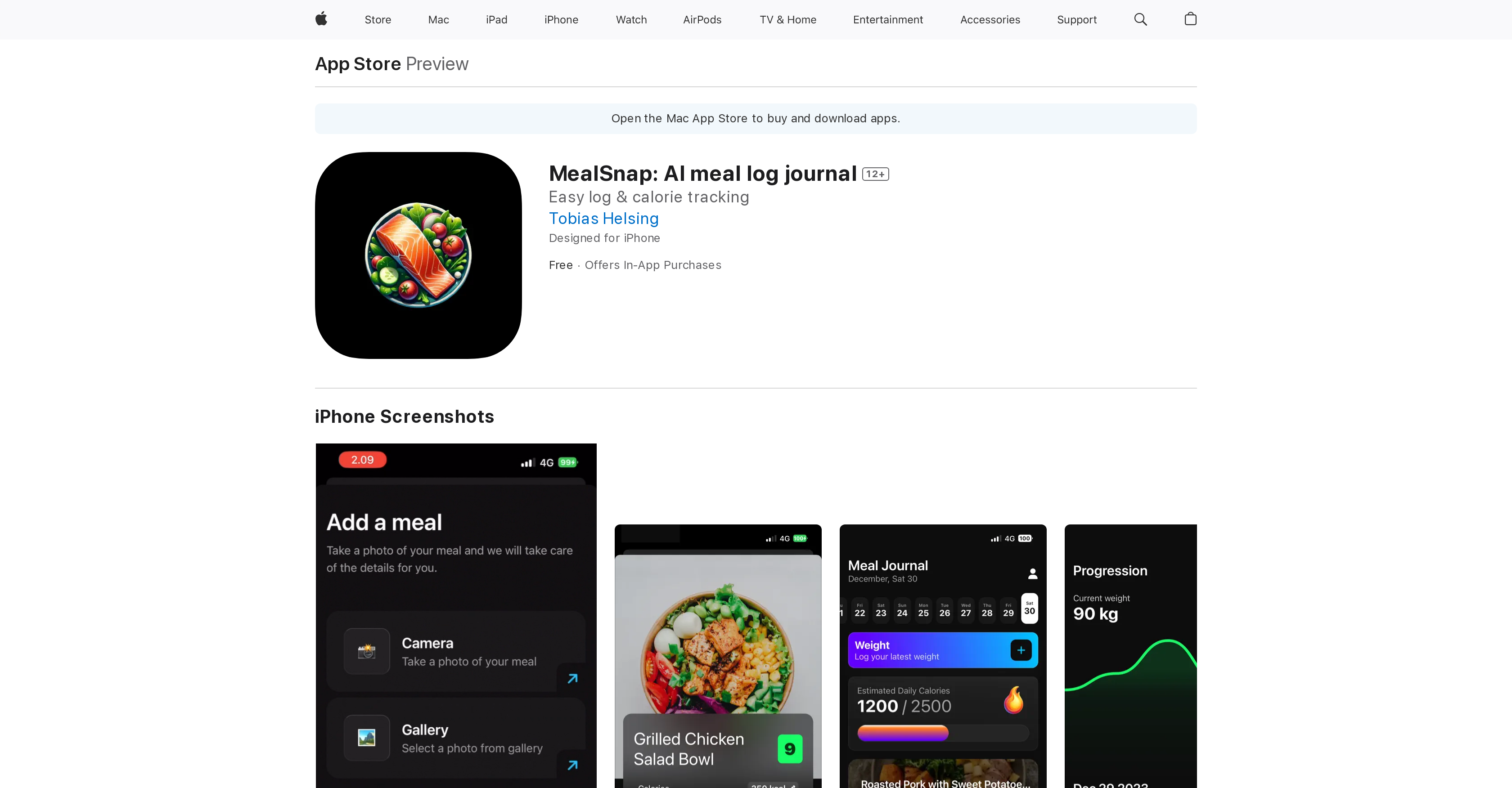 MealSnap: AI meal log journal - Screenshot showing the interface and features of this AI tool
