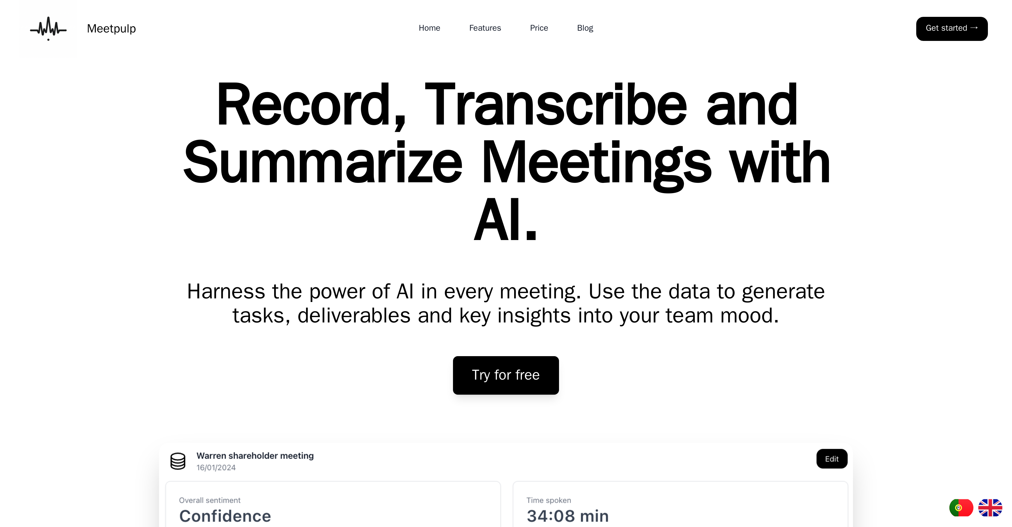 MeetPulp - Screenshot showing the interface and features of this AI tool