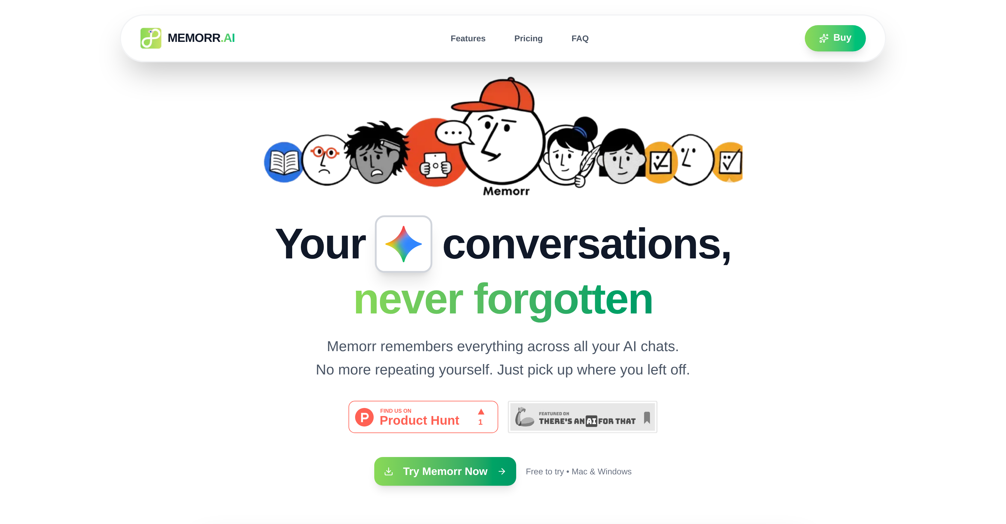 Memorr.AI - Screenshot showing the interface and features of this AI tool