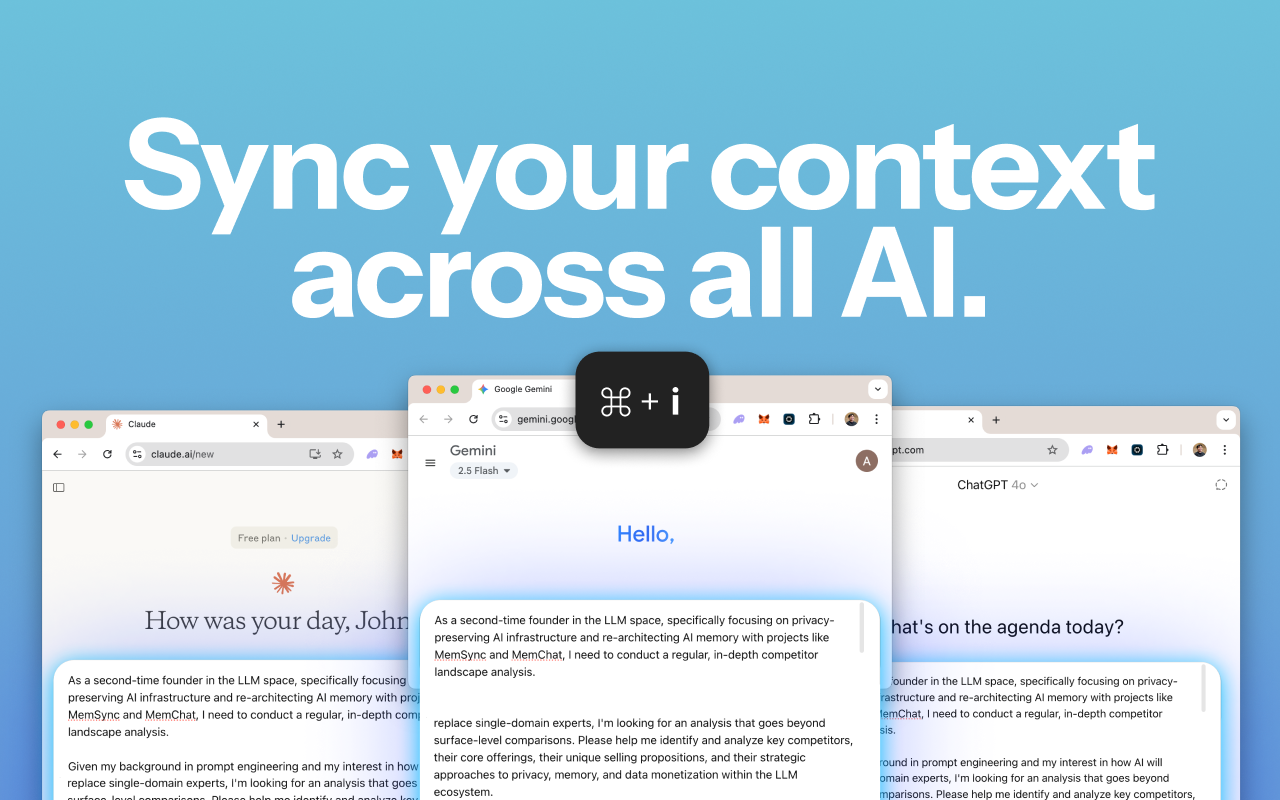 MemSync - Screenshot showing the interface and features of this AI tool