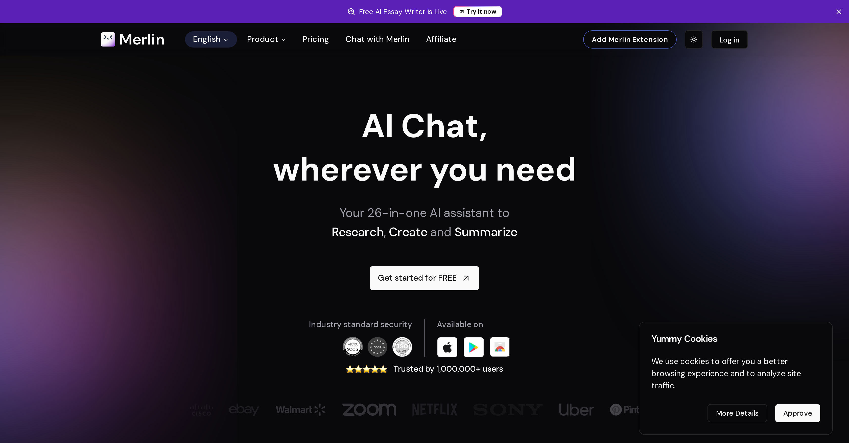 Merlin AI - Screenshot showing the interface and features of this AI tool
