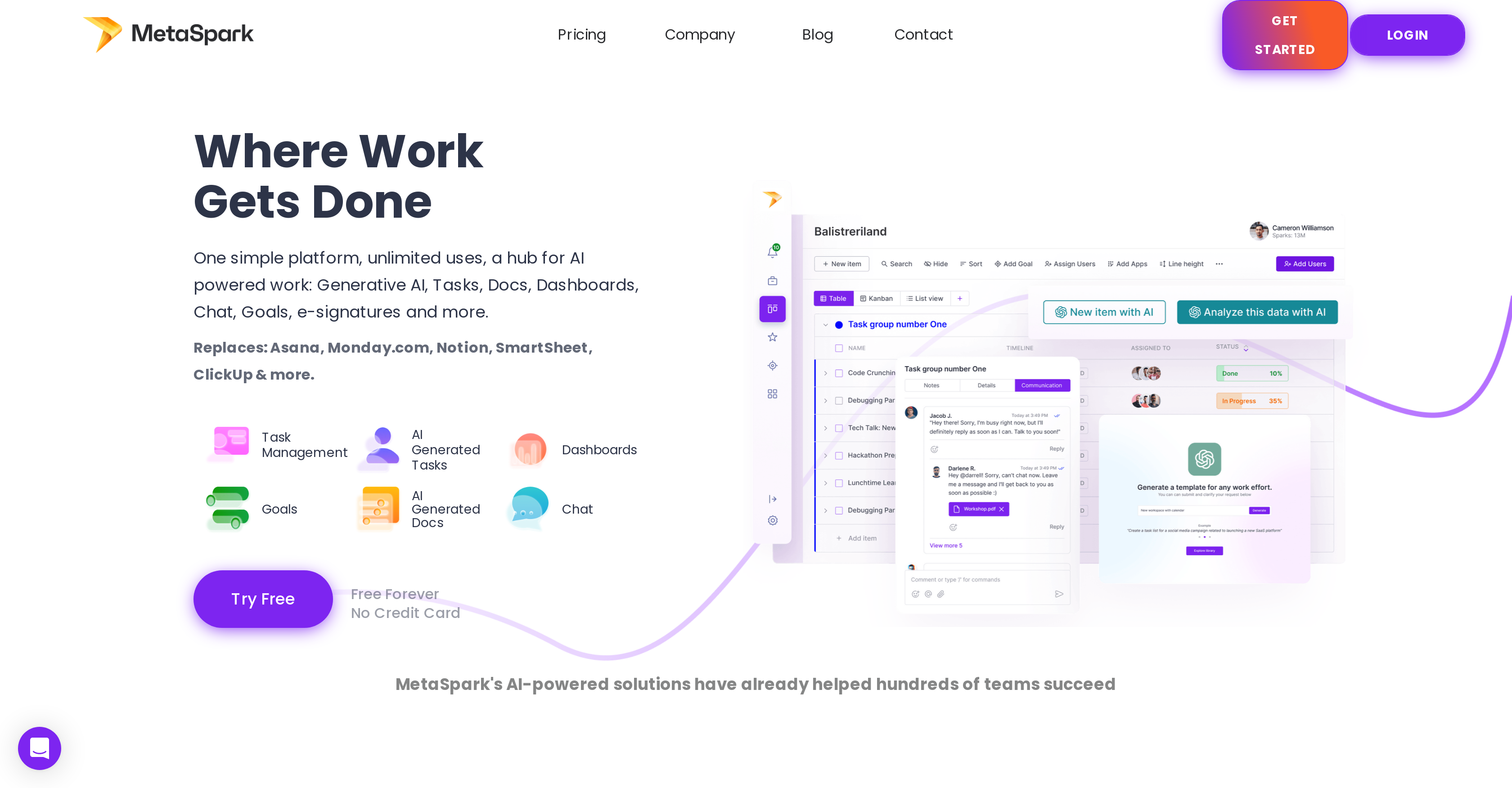 MetaSpark - Screenshot showing the interface and features of this AI tool