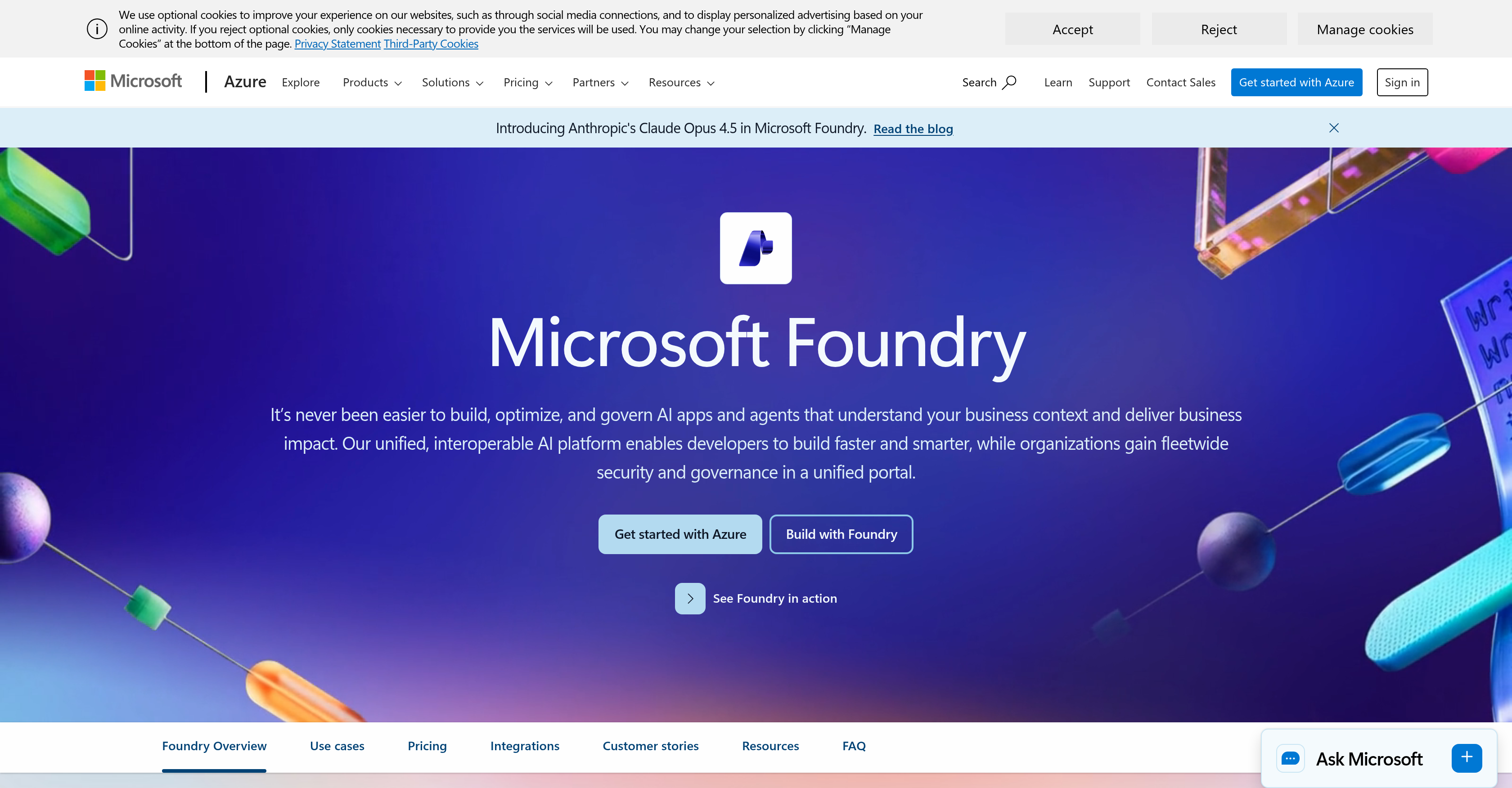Microsoft Foundry - Screenshot showing the interface and features of this AI tool