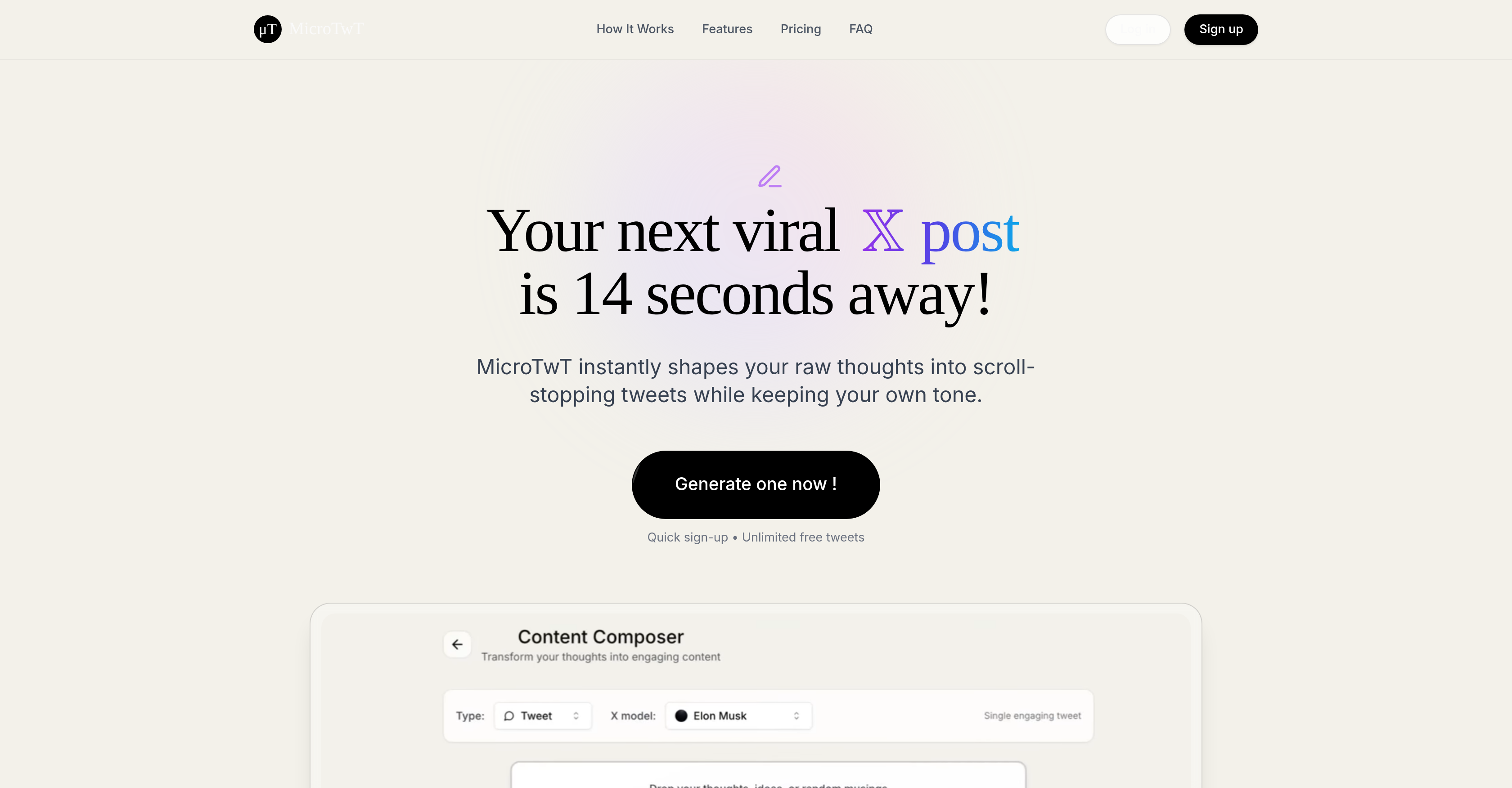 MicroTWT - Screenshot showing the interface and features of this AI tool
