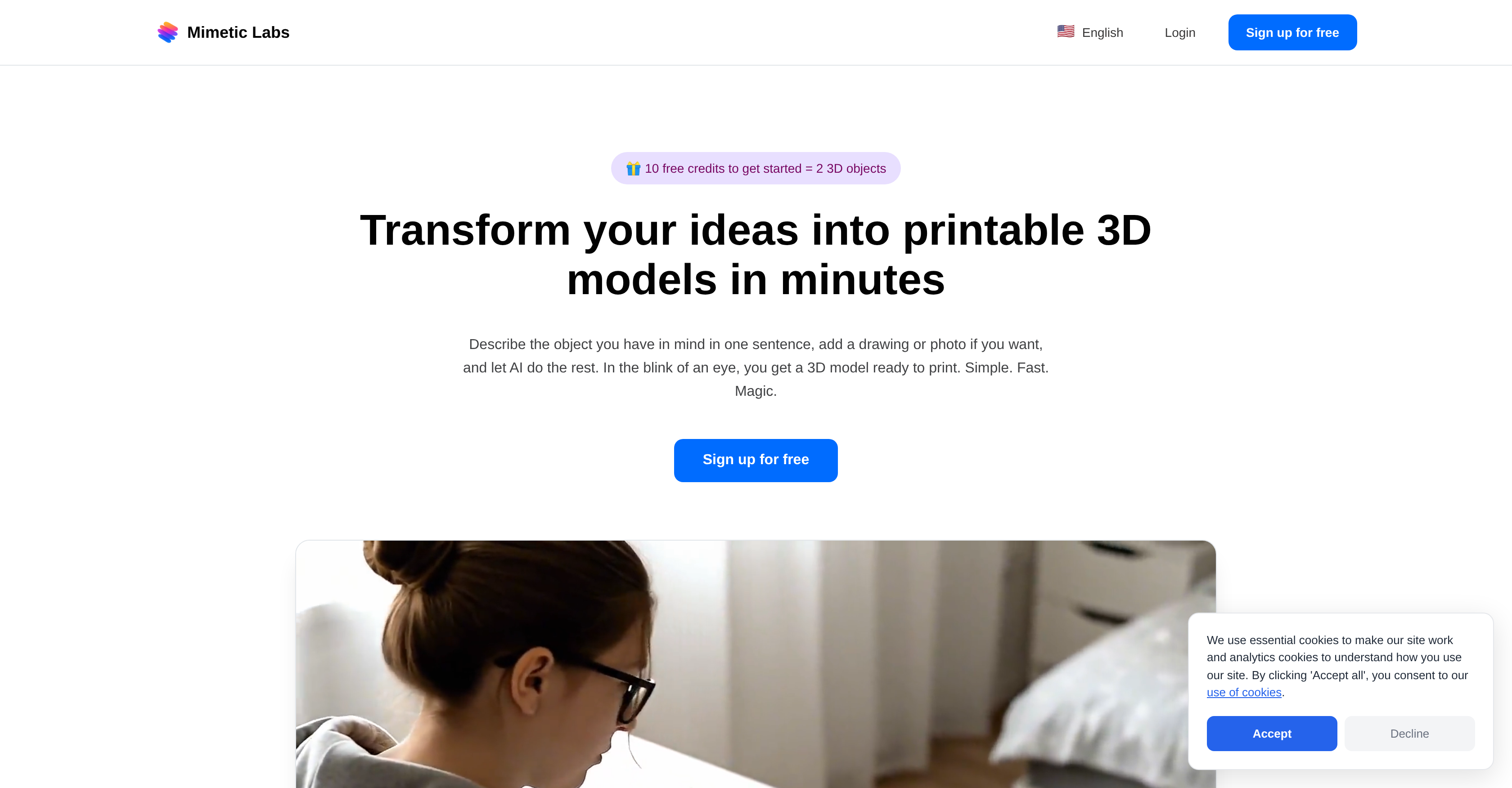 Mimetic Labs - Screenshot showing the interface and features of this AI tool