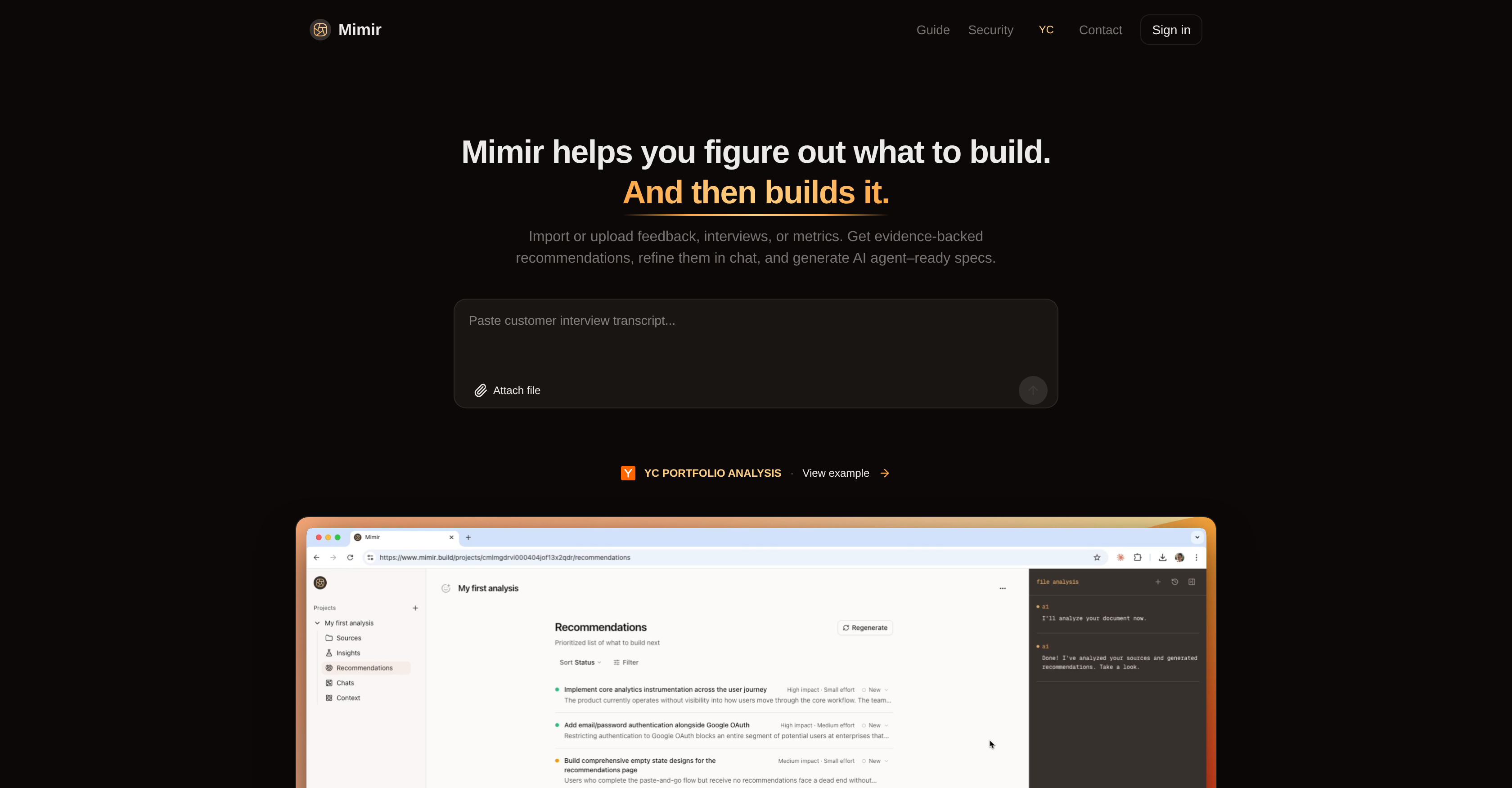 Mimir - Screenshot showing the interface and features of this AI tool