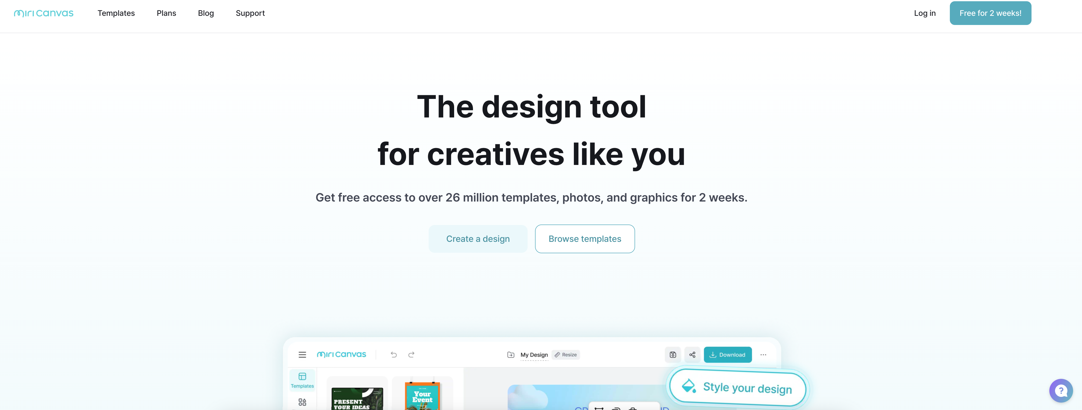 MiriCanvas - Screenshot showing the interface and features of this AI tool