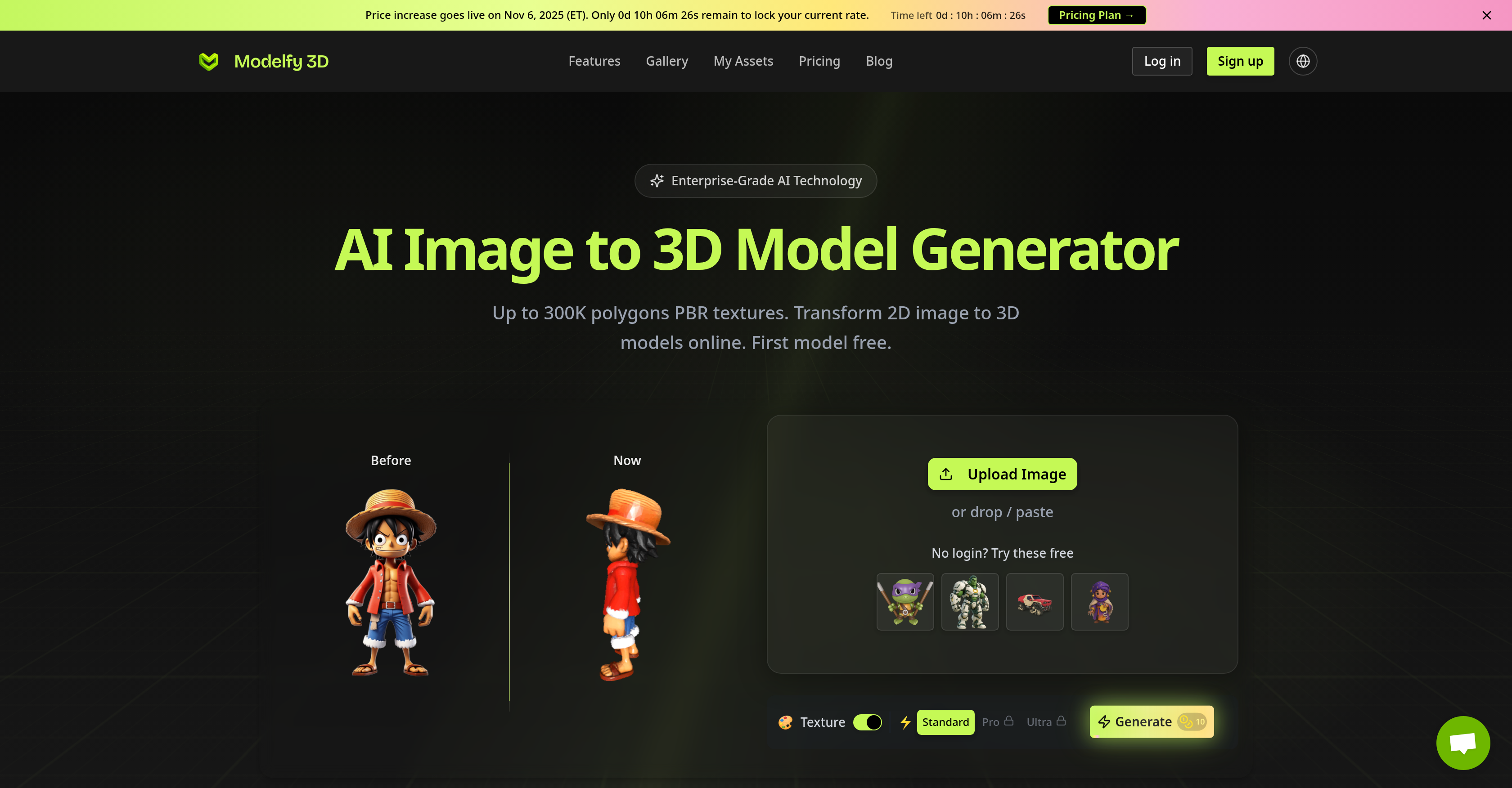 Modelfy 3D - Screenshot showing the interface and features of this AI tool