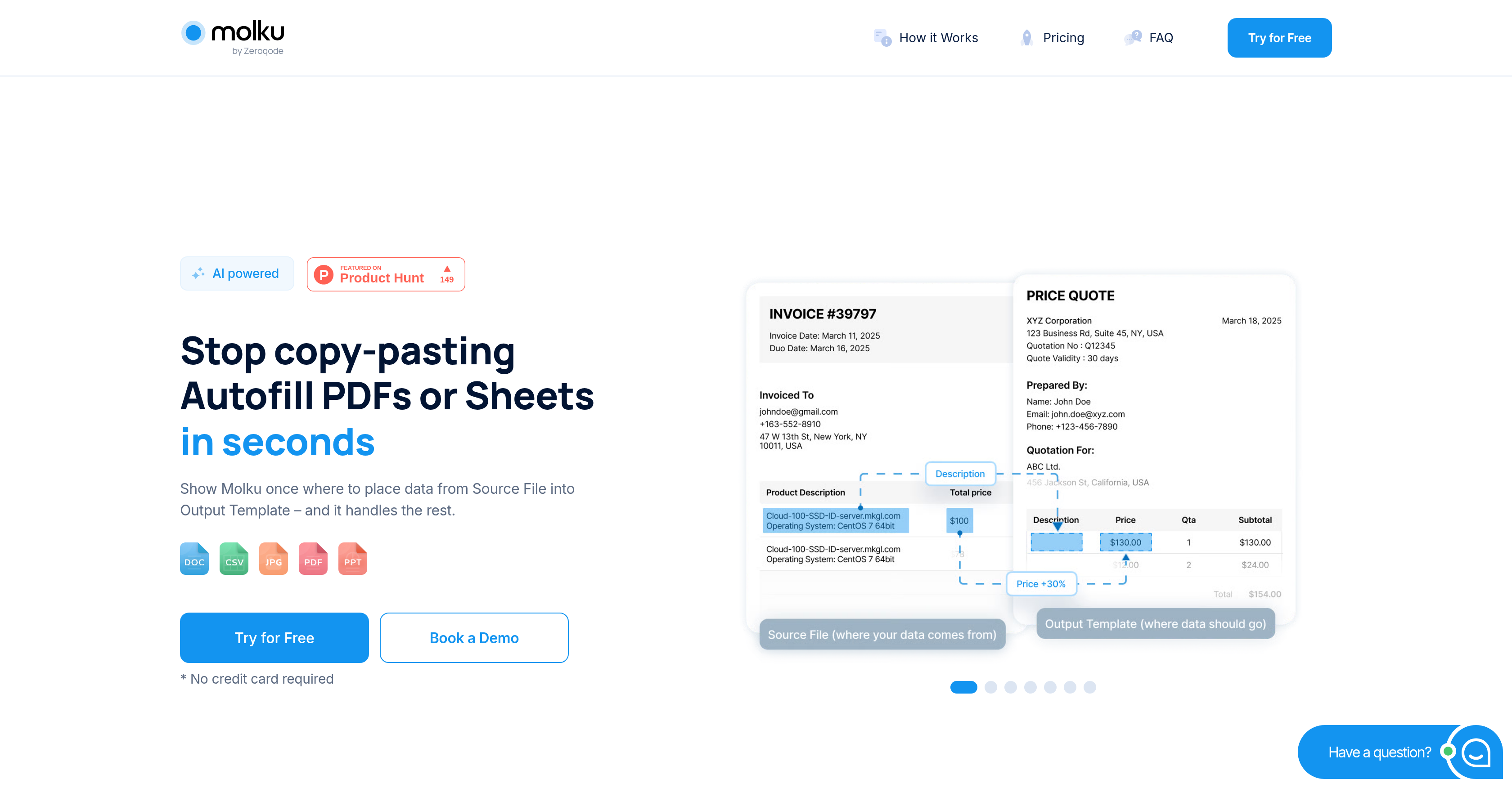 Molku - Screenshot showing the interface and features of this AI tool