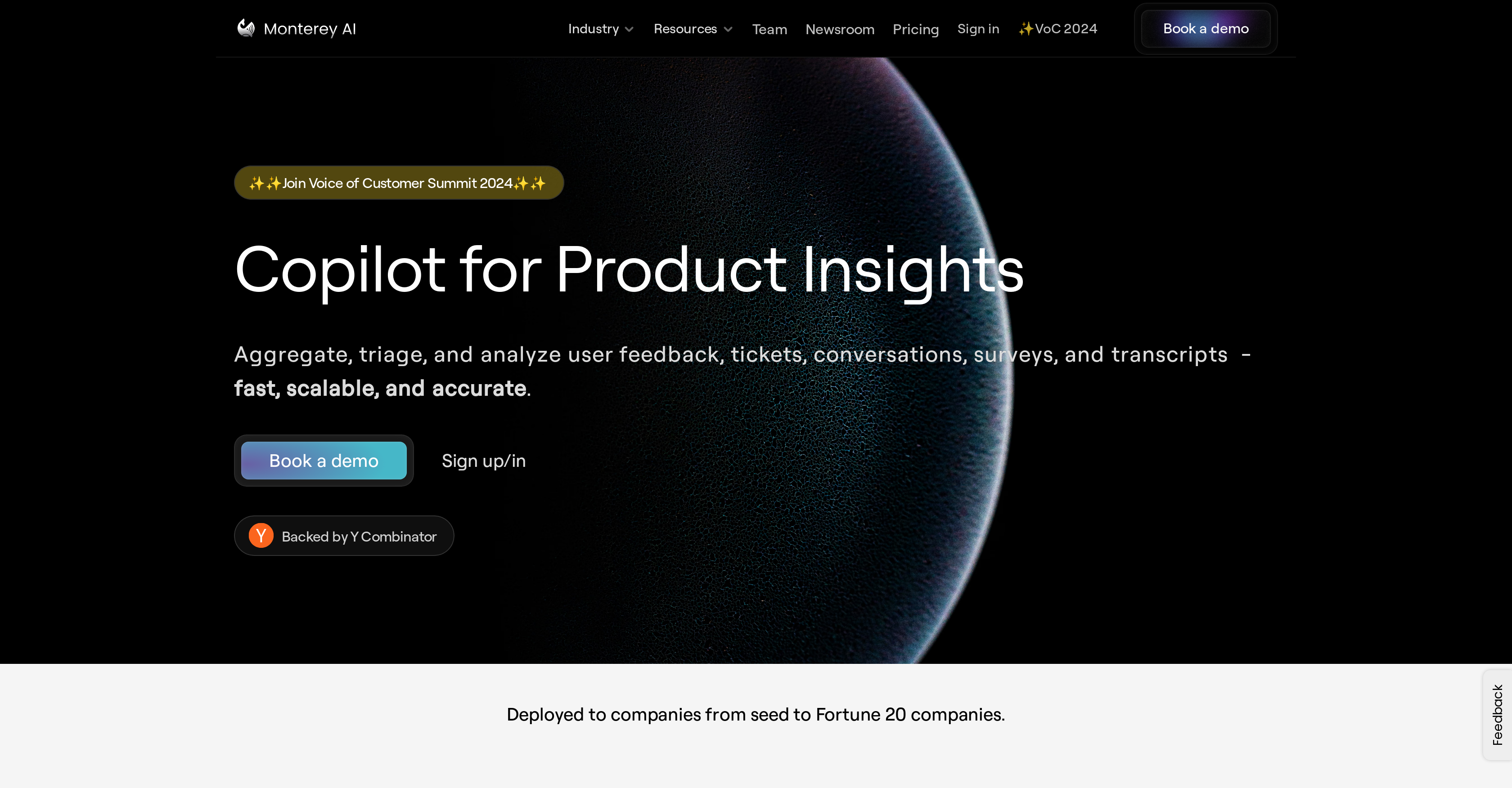 Monterey - Screenshot showing the interface and features of this AI tool