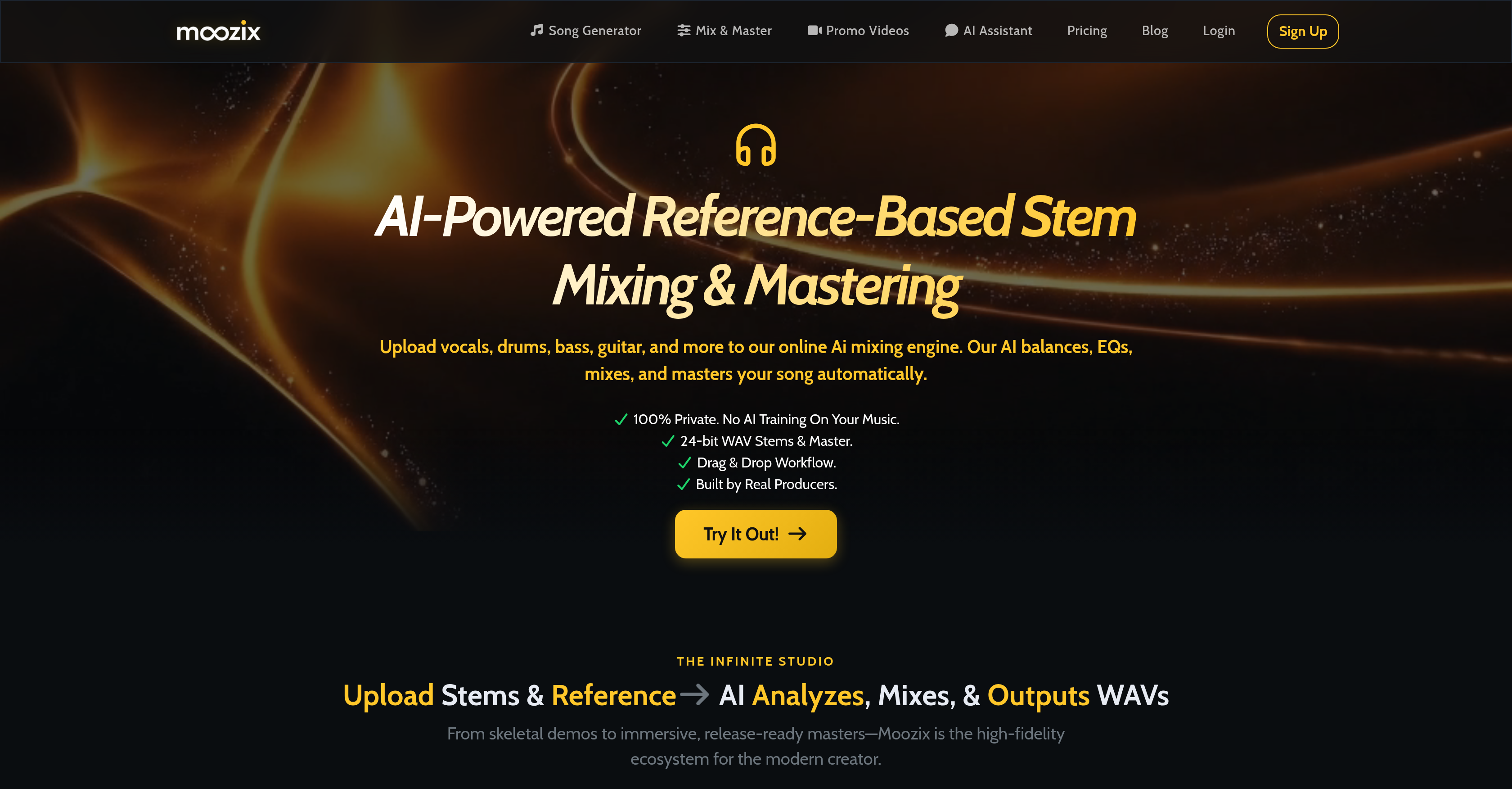 Moozix - Screenshot showing the interface and features of this AI tool