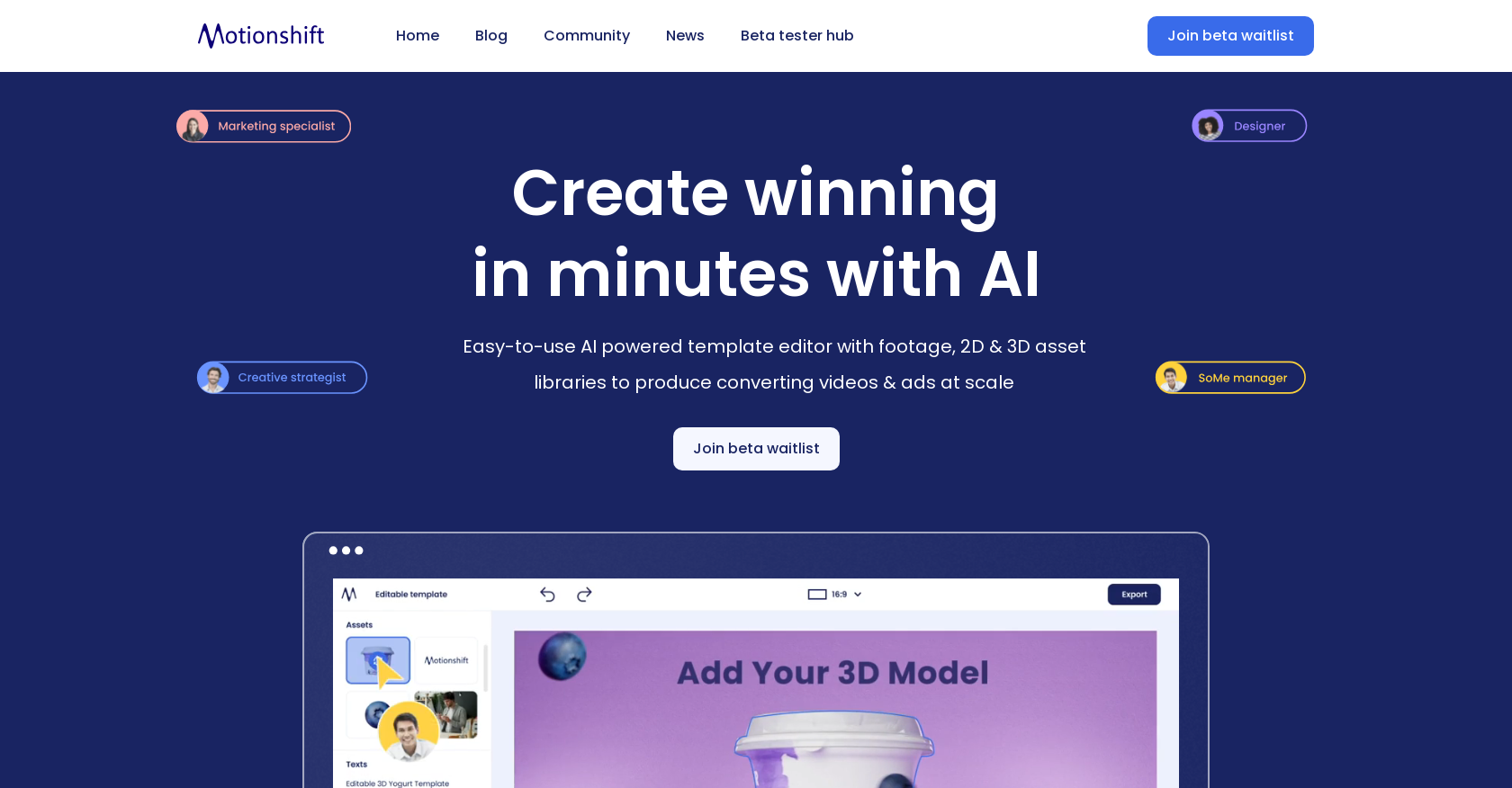 Motionshift - Screenshot showing the interface and features of this AI tool