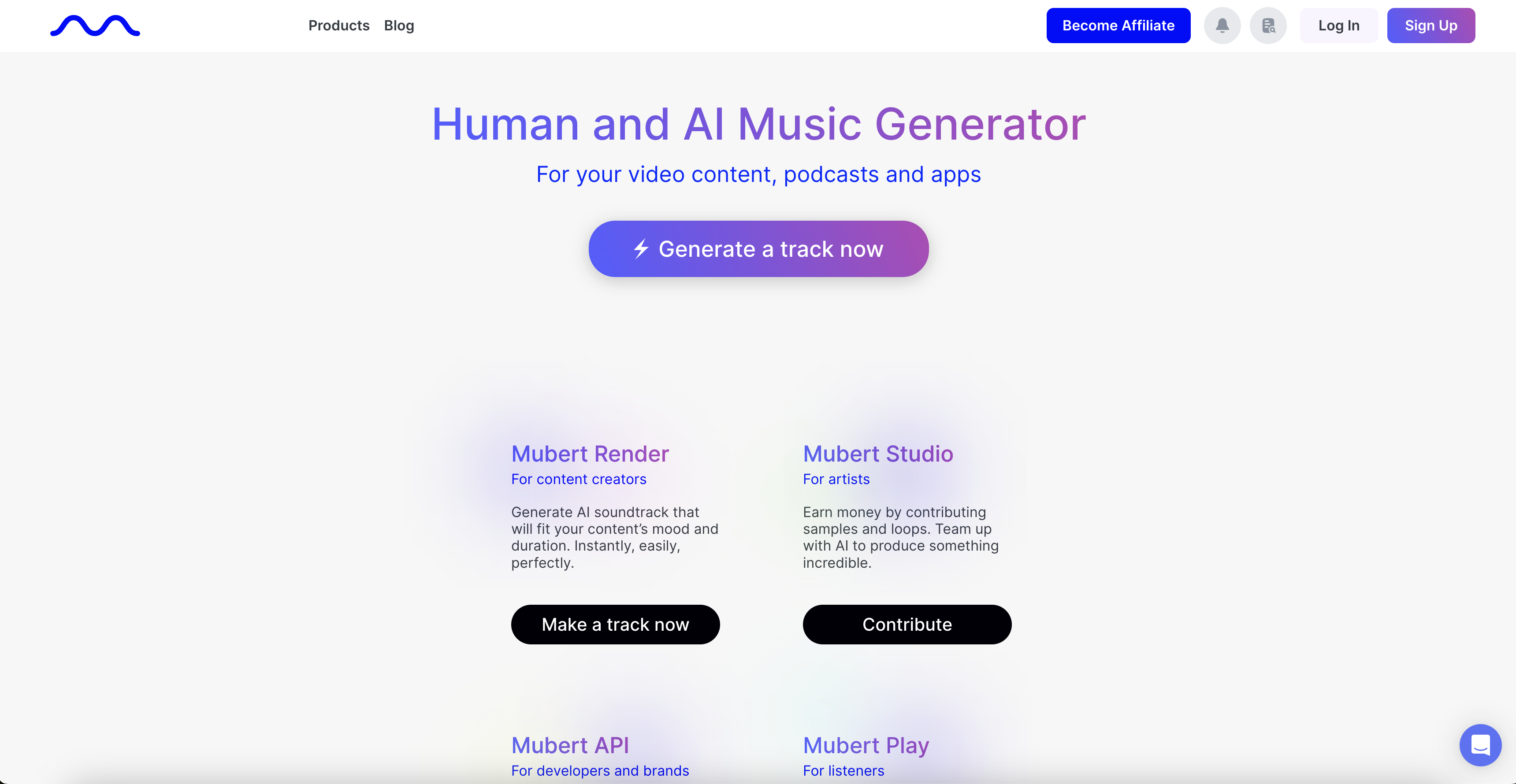 Mubert - Screenshot showing the interface and features of this AI tool