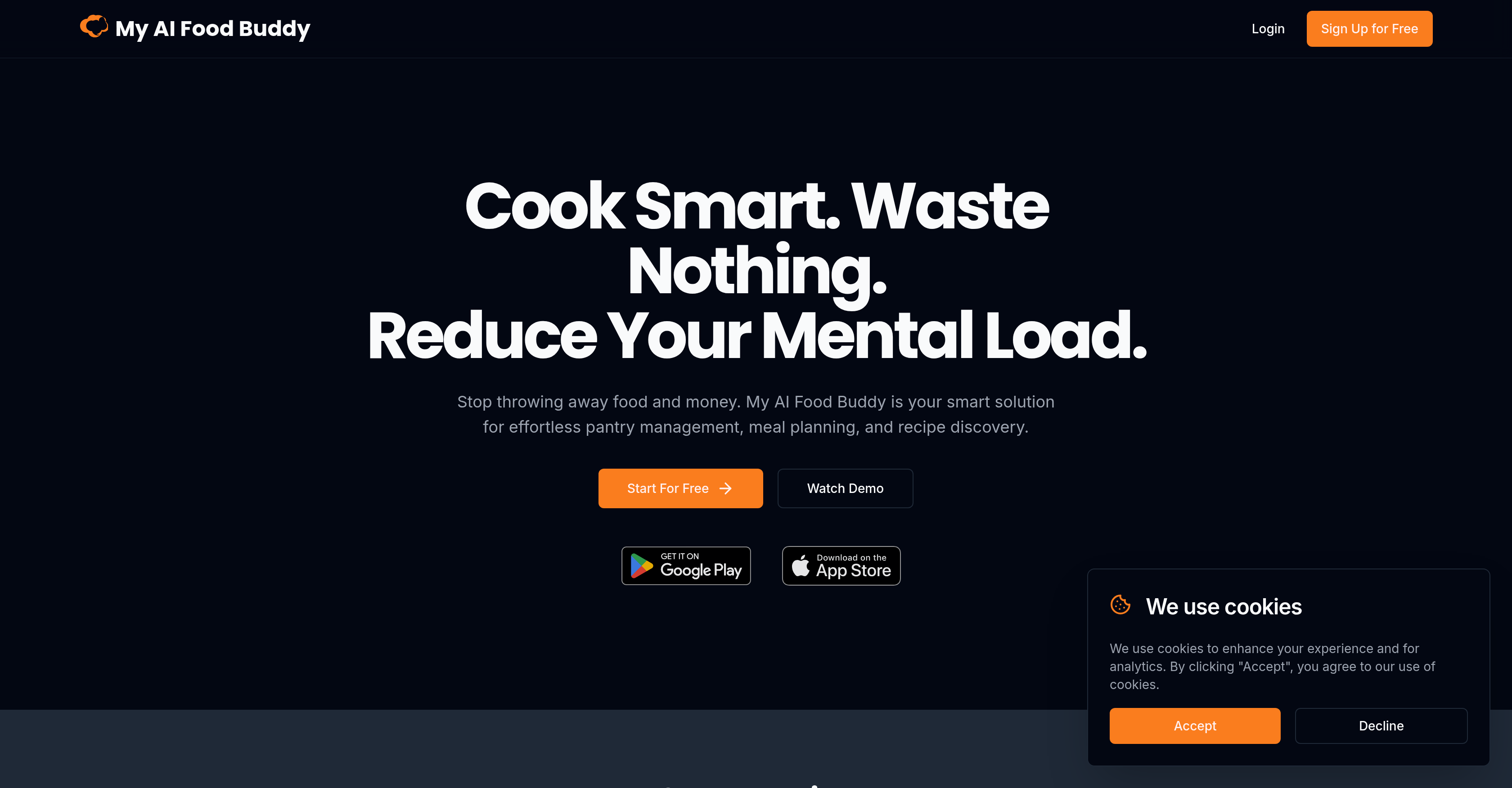 My AI Food Buddy - Screenshot showing the interface and features of this AI tool