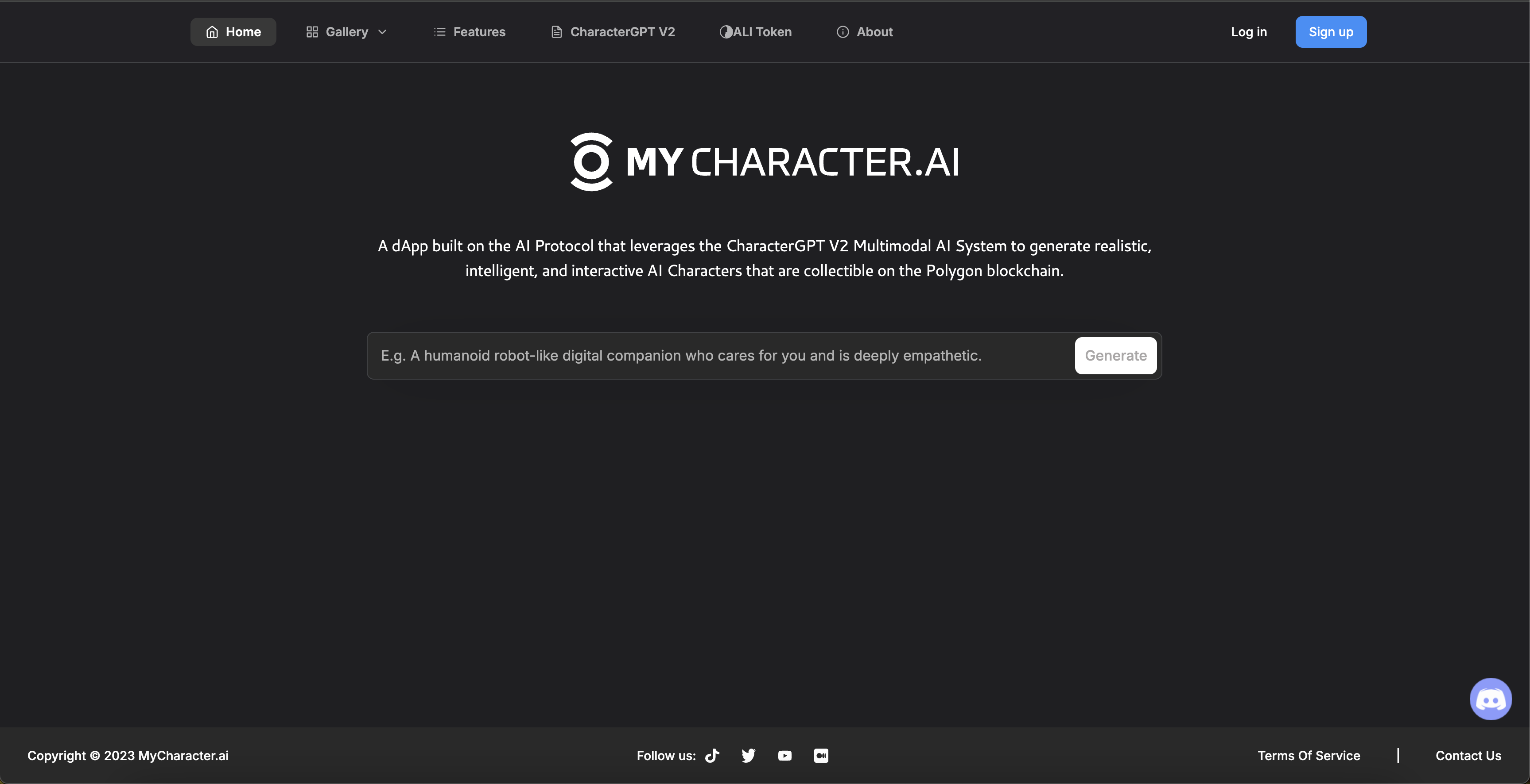 MyCharacter.AI - Screenshot showing the interface and features of this AI tool