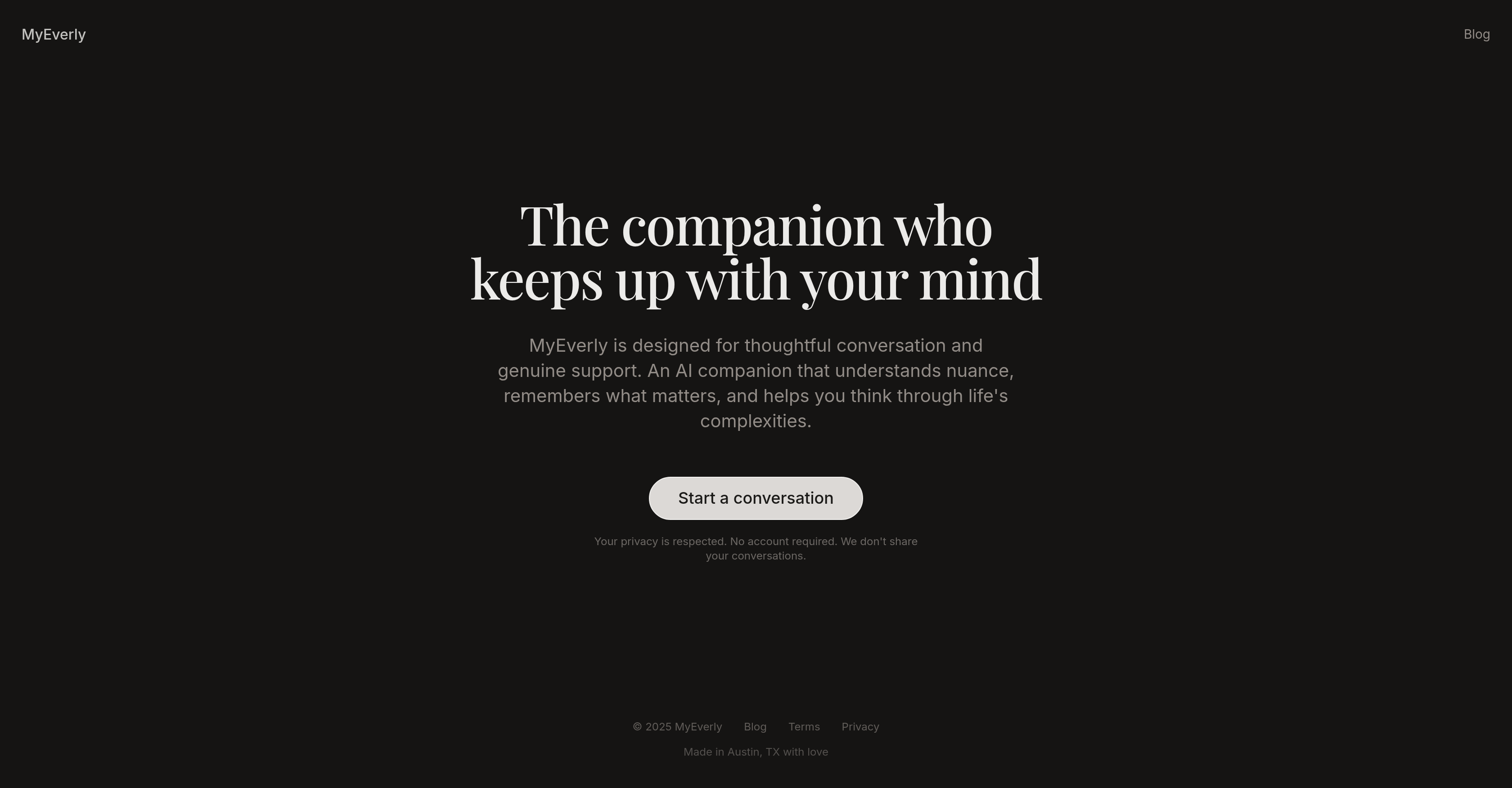 MyEverly - Screenshot showing the interface and features of this AI tool