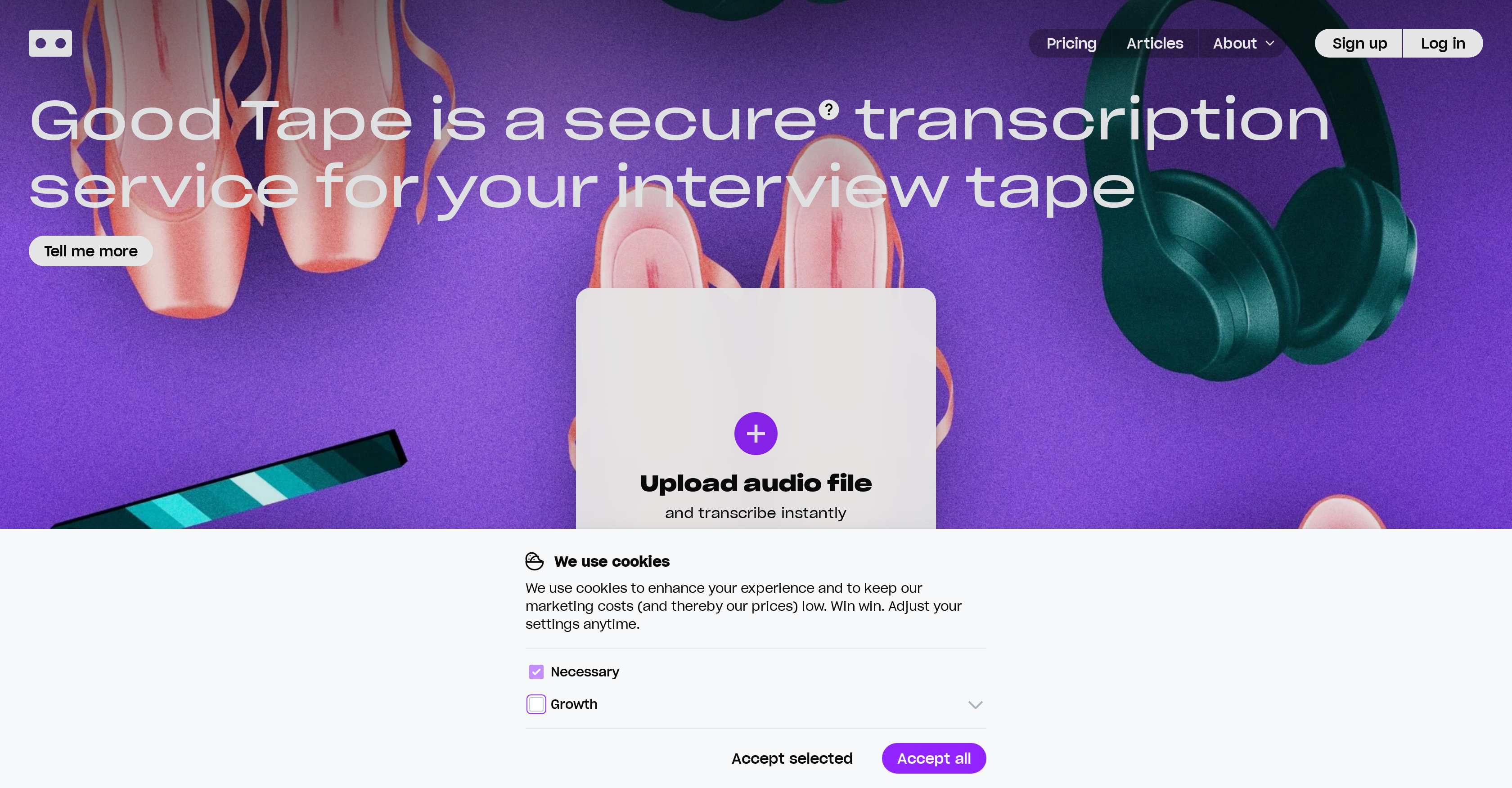 Mygoodtape - Screenshot showing the interface and features of this AI tool