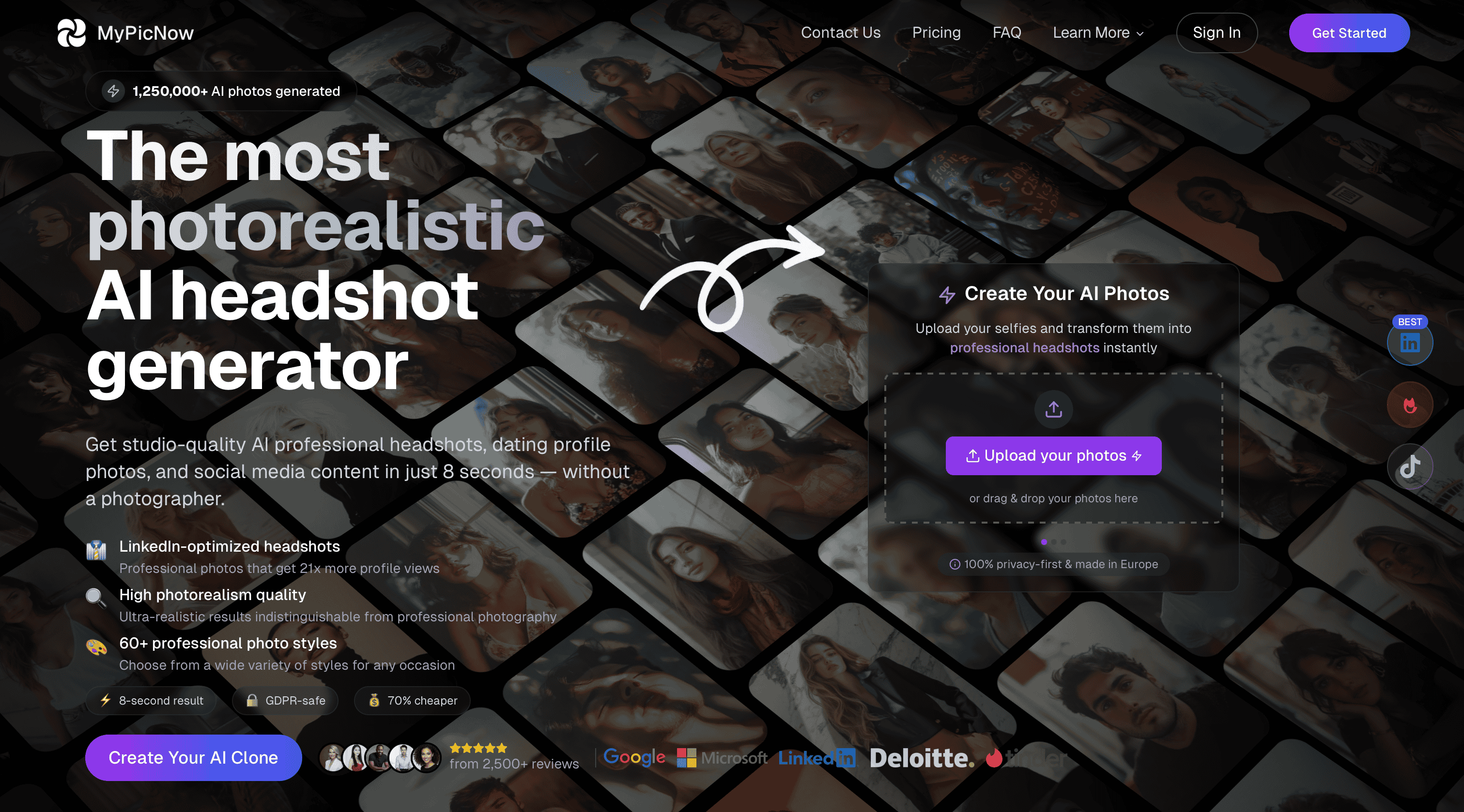 MyPicNow - Screenshot showing the interface and features of this AI tool