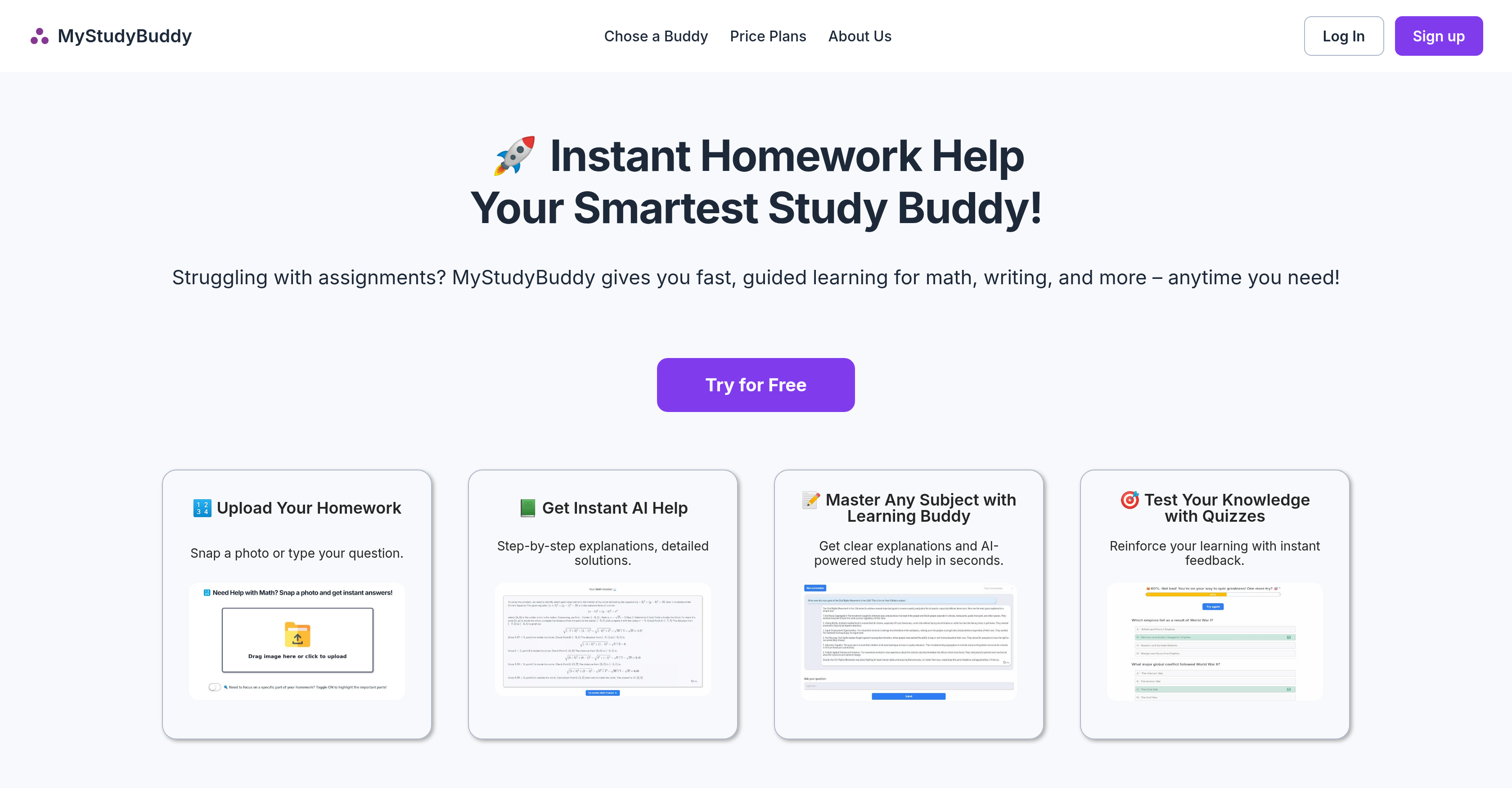 MyStudyBuddy - Screenshot showing the interface and features of this AI tool