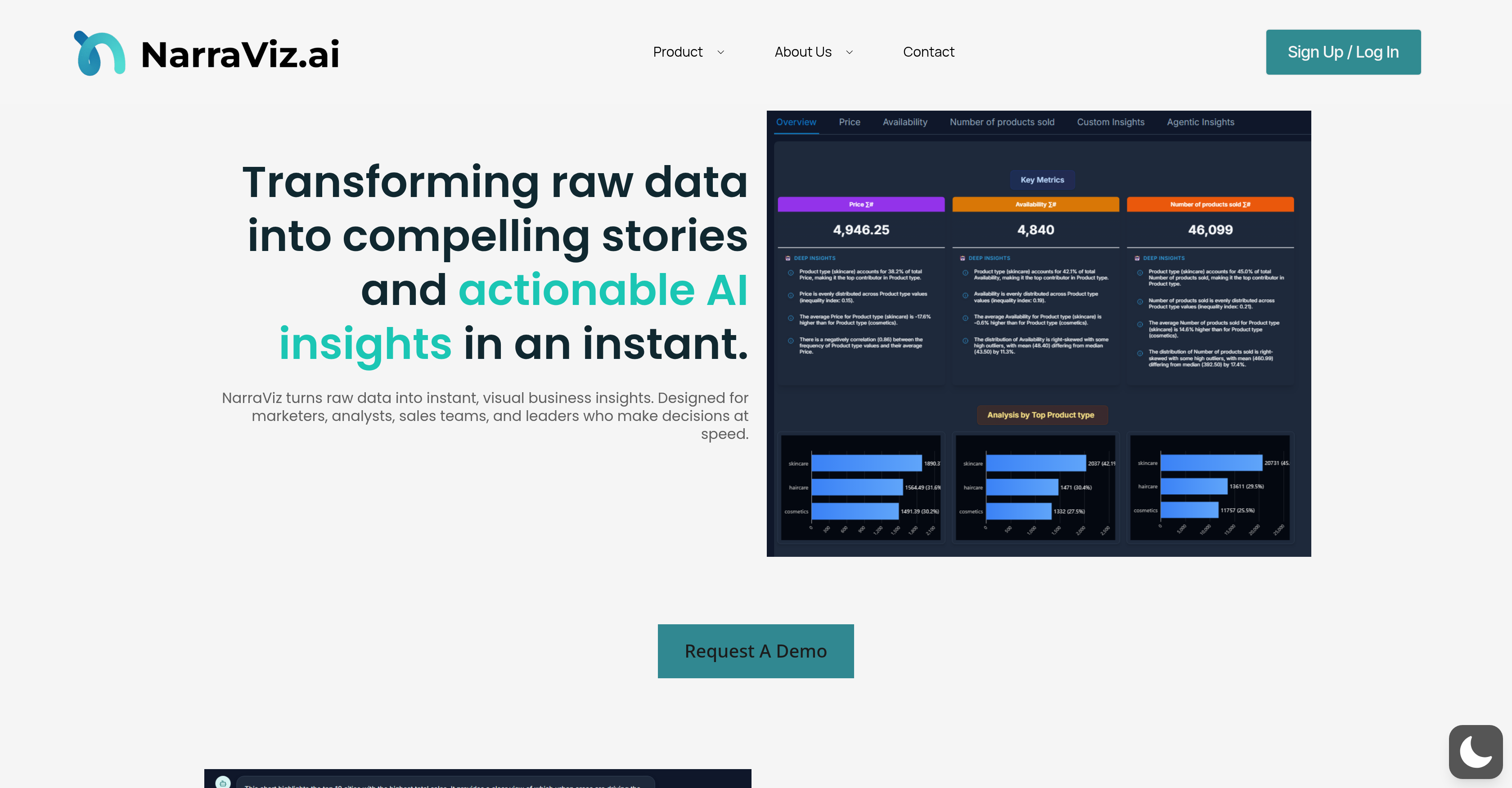 NarraViz - Screenshot showing the interface and features of this AI tool