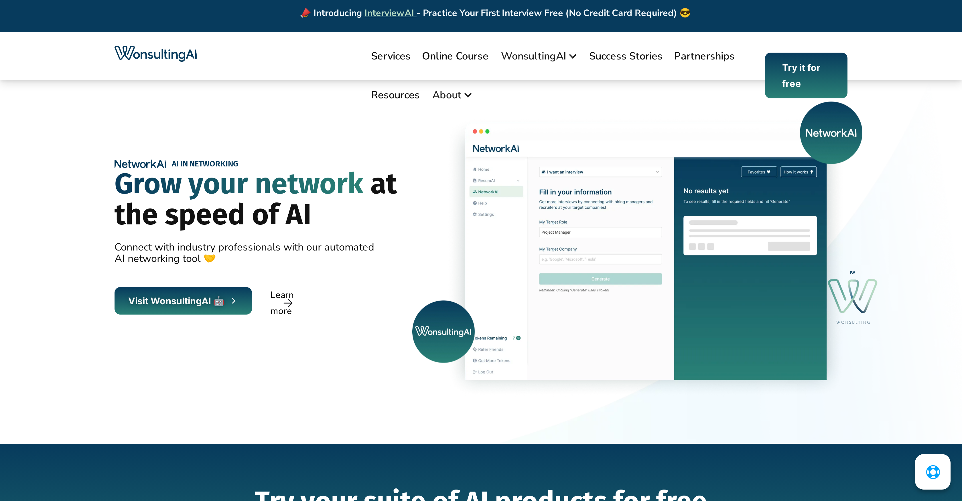 NetworkAI - Screenshot showing the interface and features of this AI tool