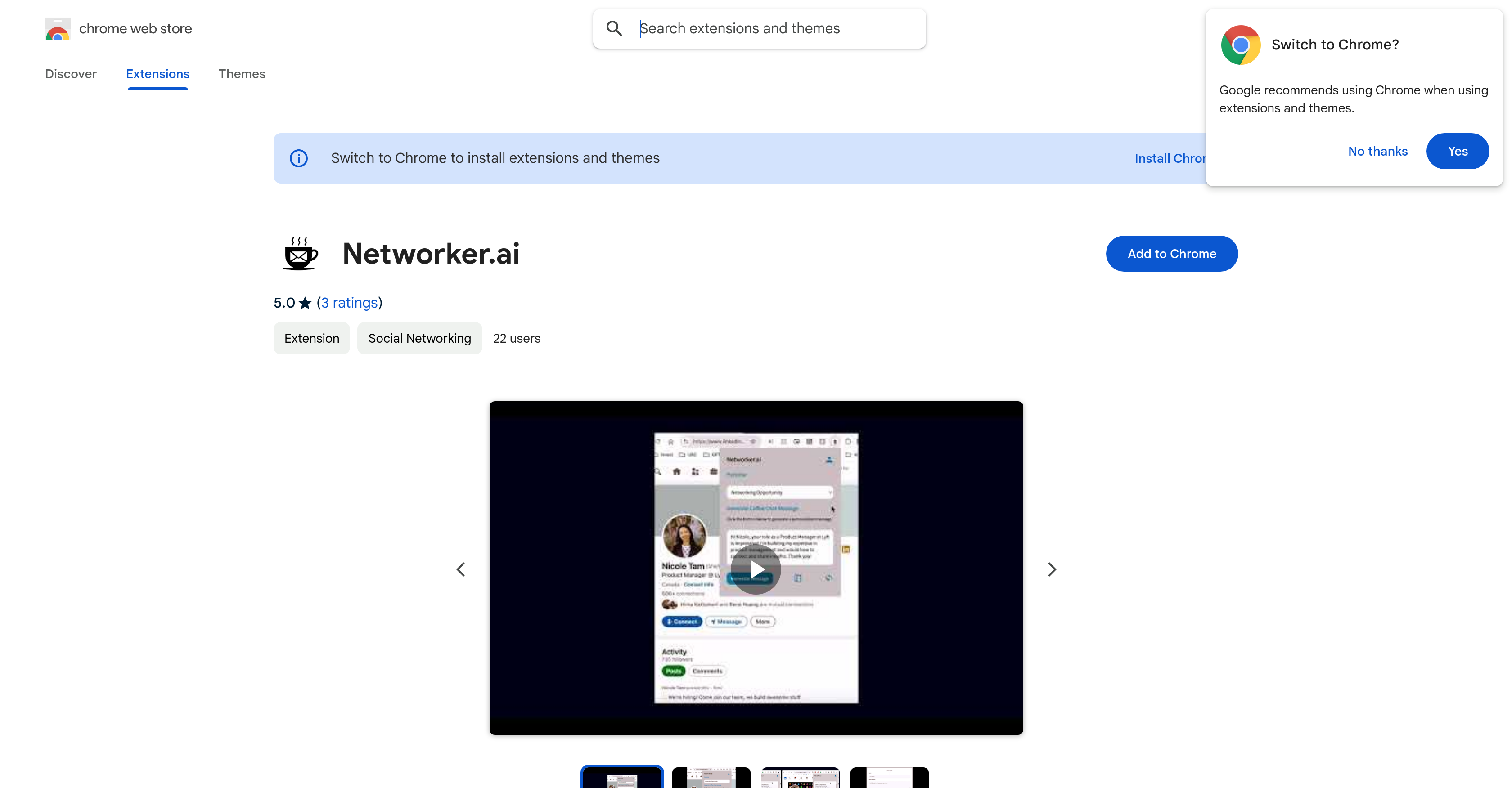 Networker.ai - Screenshot showing the interface and features of this AI tool
