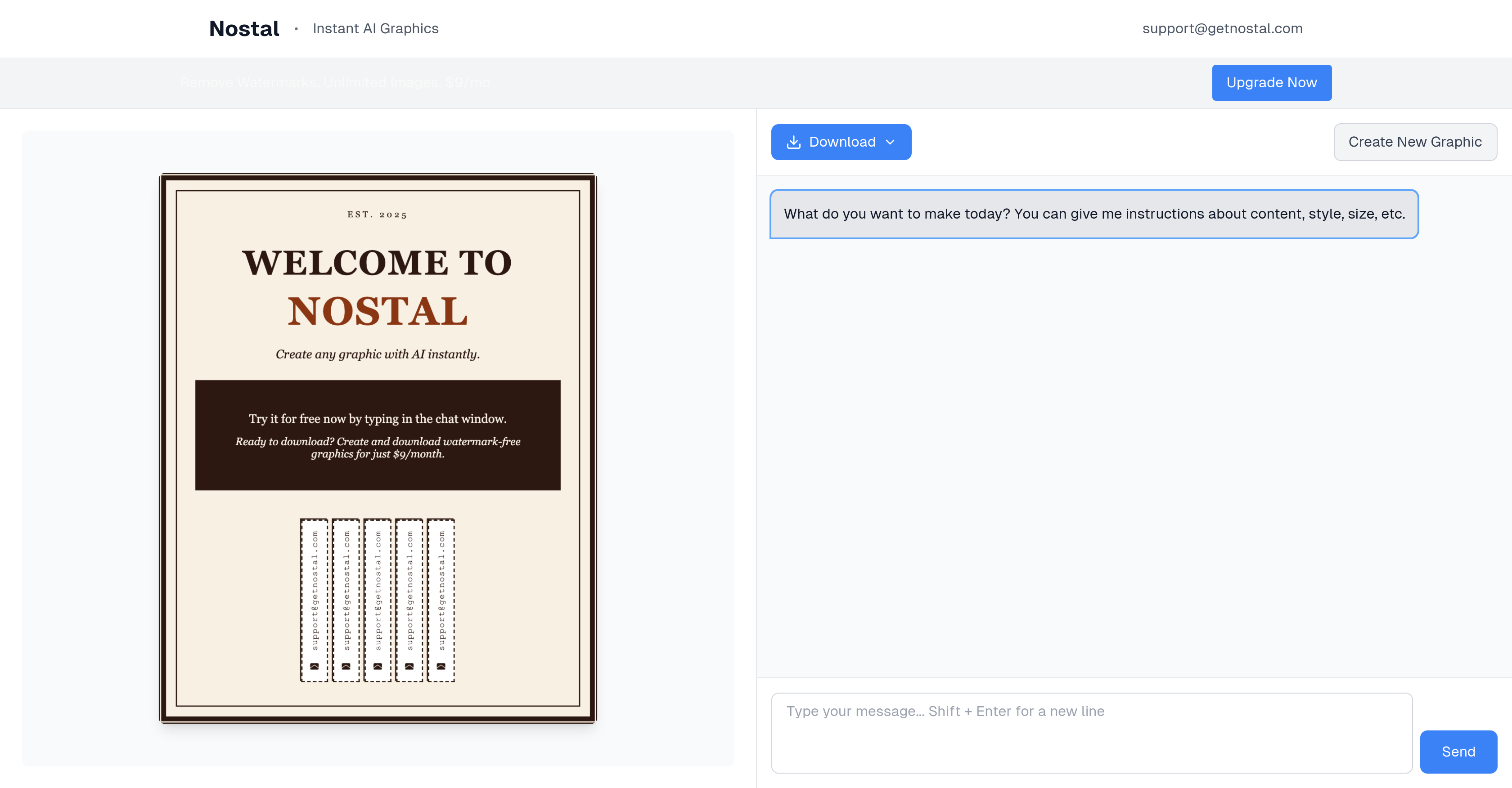 Nostal - Screenshot showing the interface and features of this AI tool