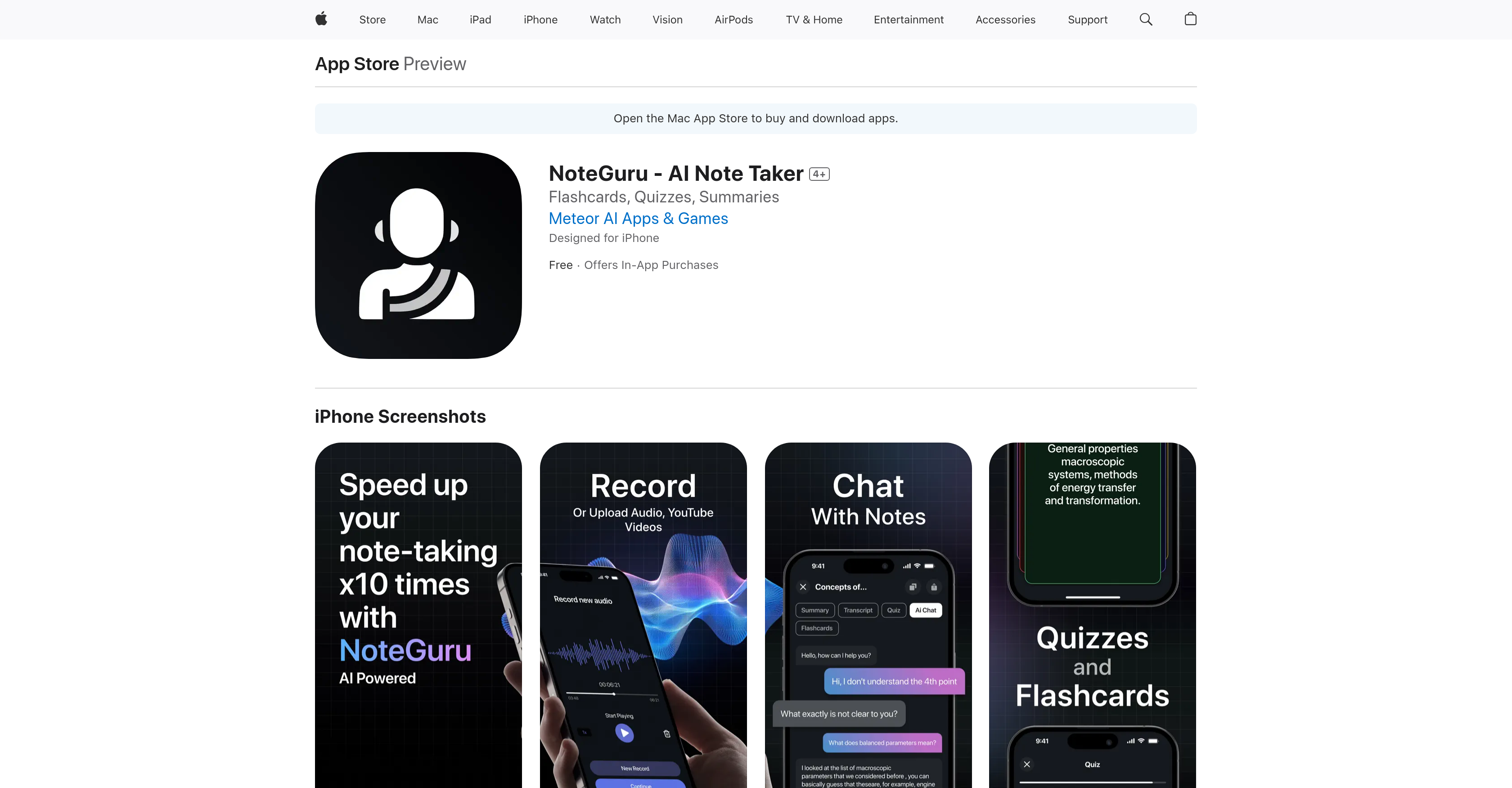 NoteGuru - AI Note Taker - Screenshot showing the interface and features of this AI tool