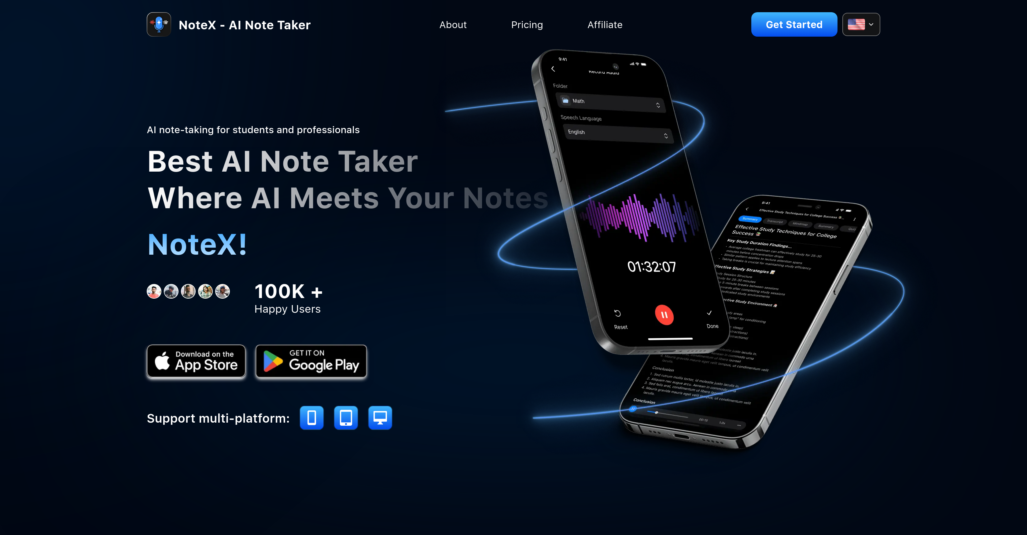 NoteX: AI Note Taker, AI Notebook - Screenshot showing the interface and features of this AI tool