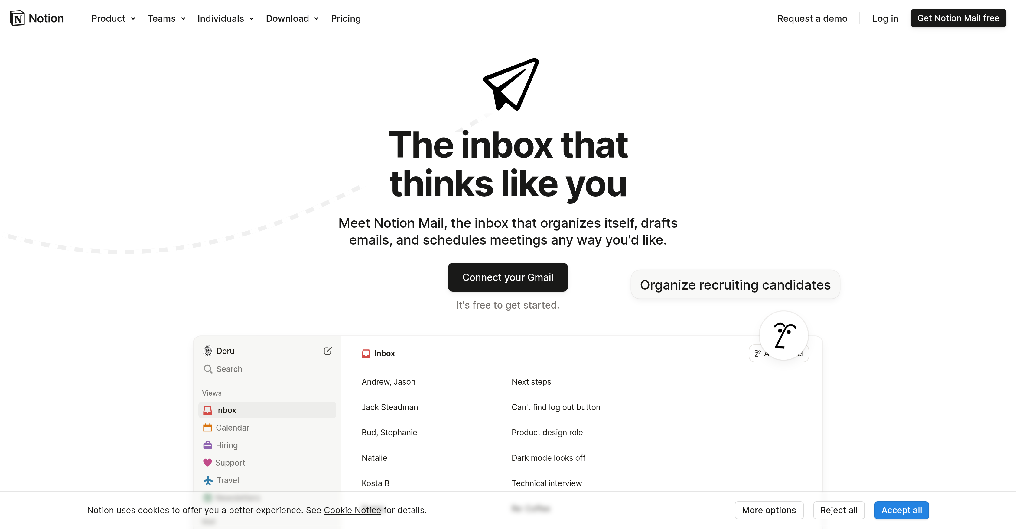 Notion Mail - Screenshot showing the interface and features of this AI tool