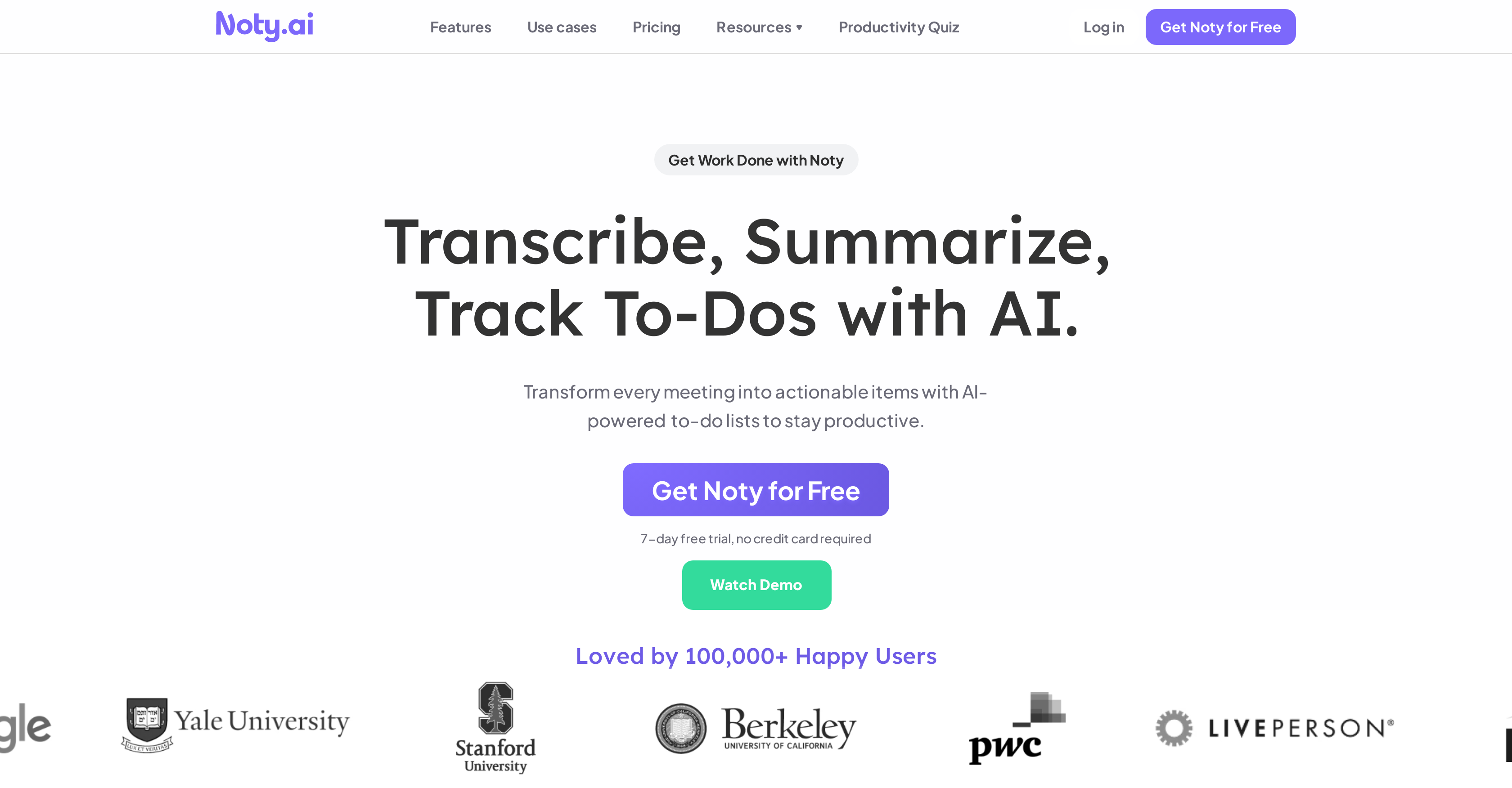 Noty.ai - Screenshot showing the interface and features of this AI tool