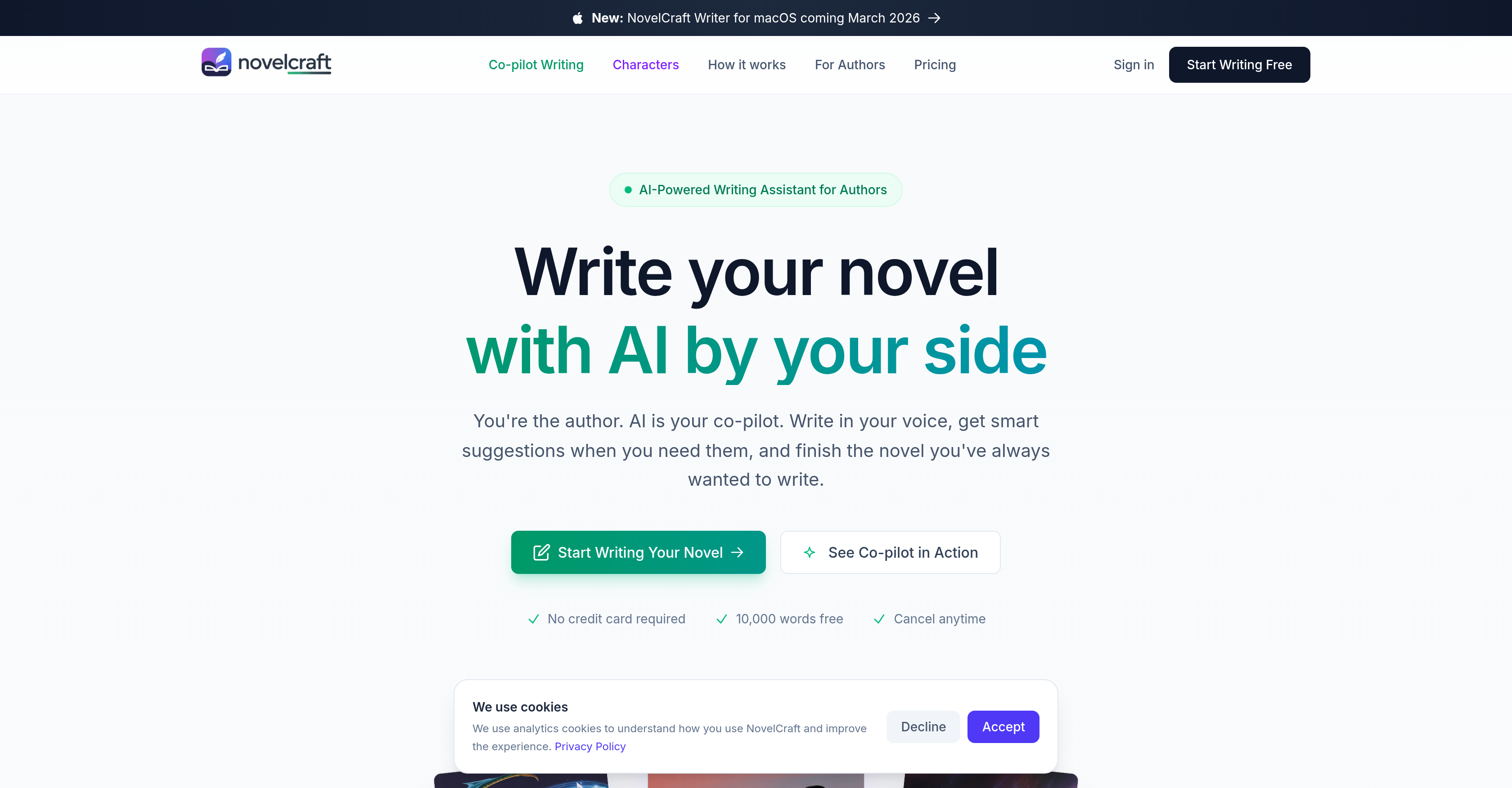 NovelCraft - Screenshot showing the interface and features of this AI tool