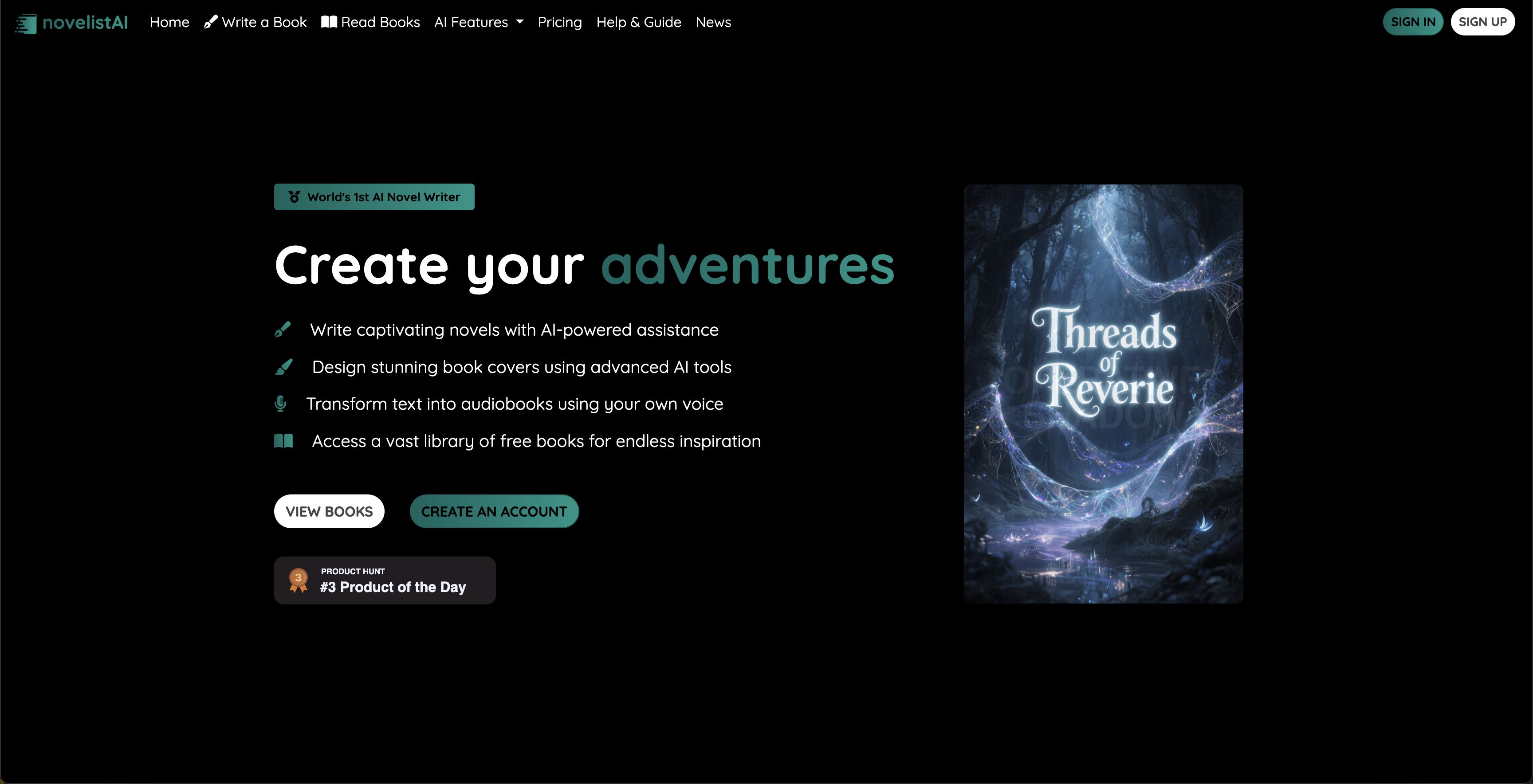 novelistAI - Screenshot showing the interface and features of this AI tool