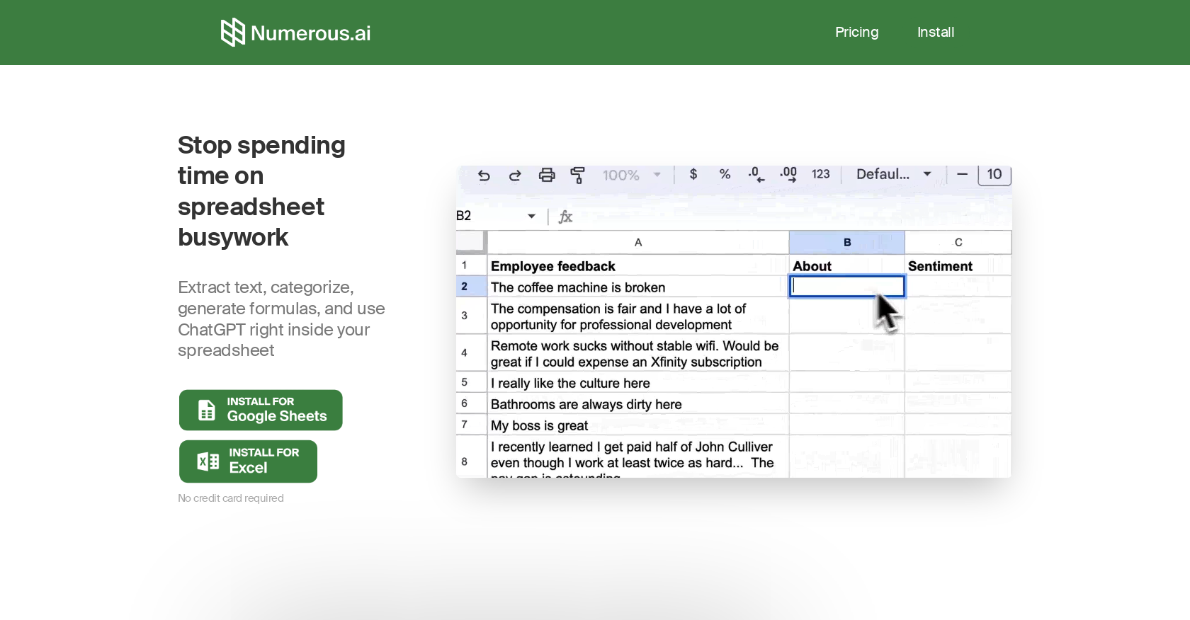 Numerous - Screenshot showing the interface and features of this AI tool