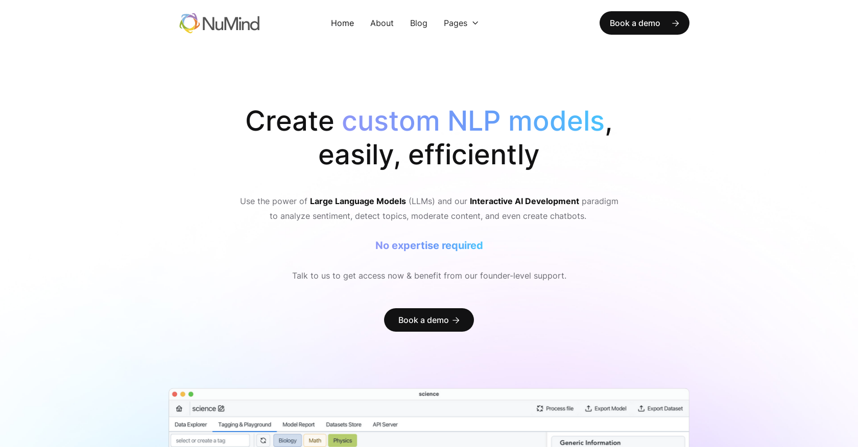 Numind - Screenshot showing the interface and features of this AI tool