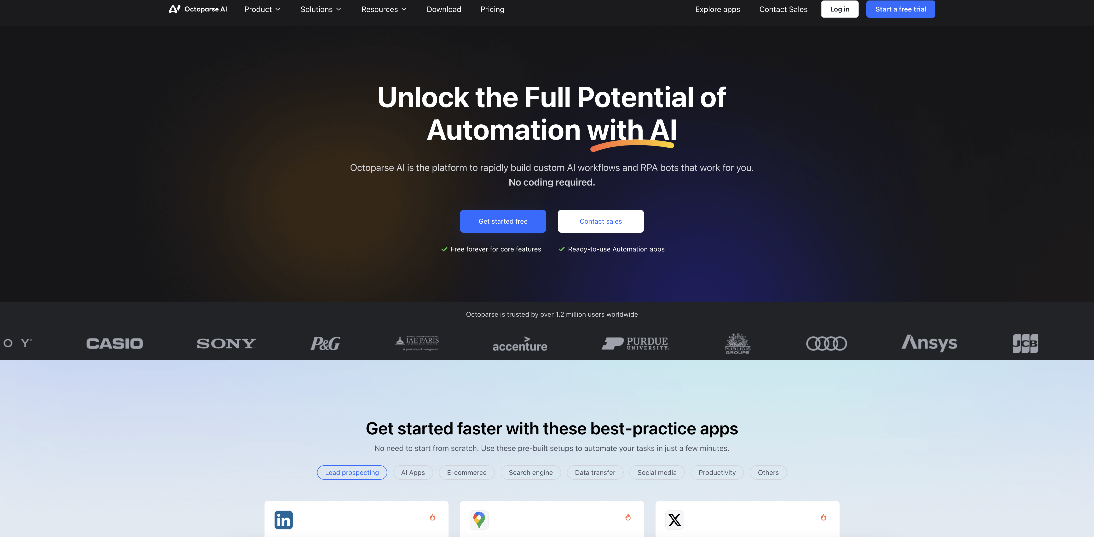 Octoparse AI - Screenshot showing the interface and features of this AI tool