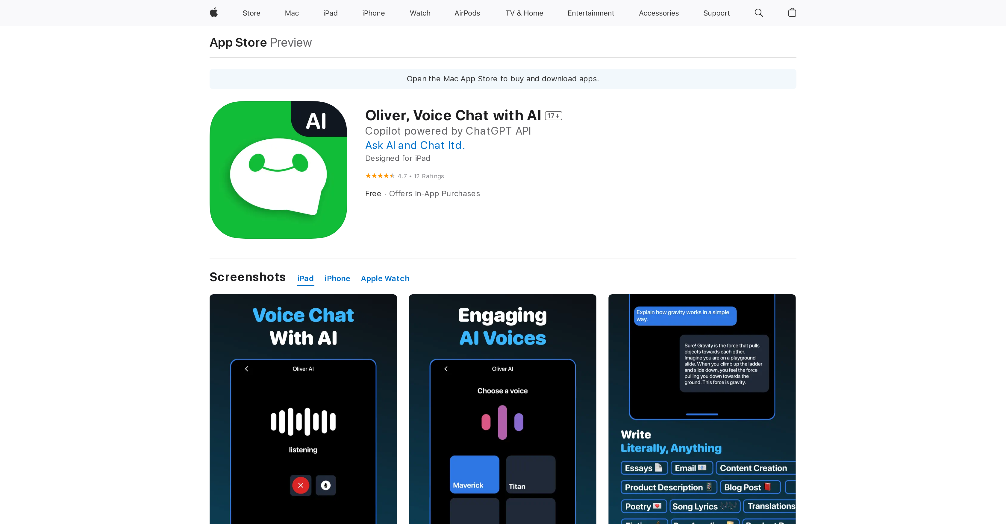 Oliver - Screenshot showing the interface and features of this AI tool