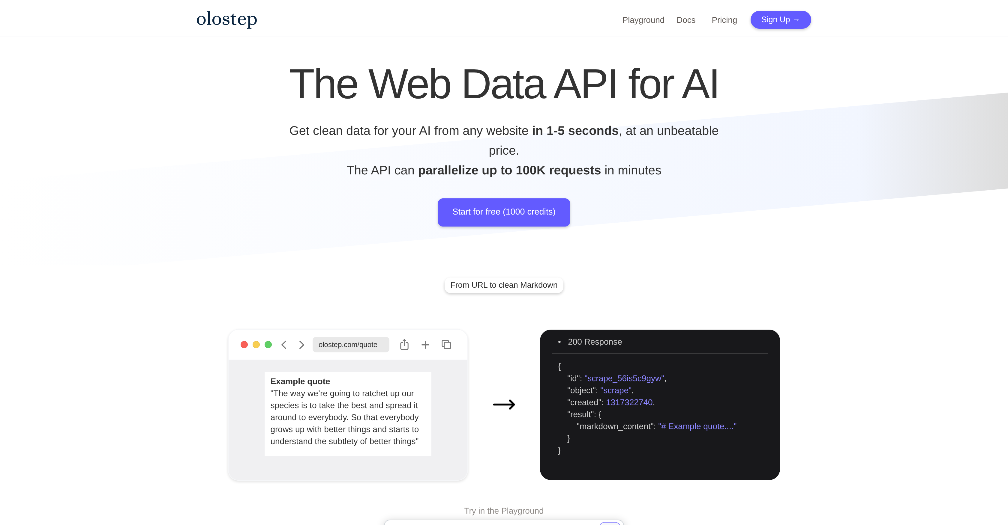 Olostep - Screenshot showing the interface and features of this AI tool
