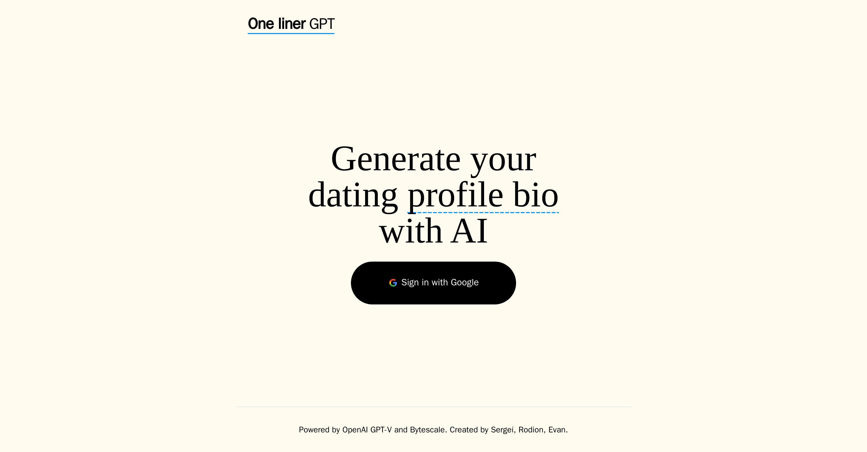 OneLiner - Screenshot showing the interface and features of this AI tool