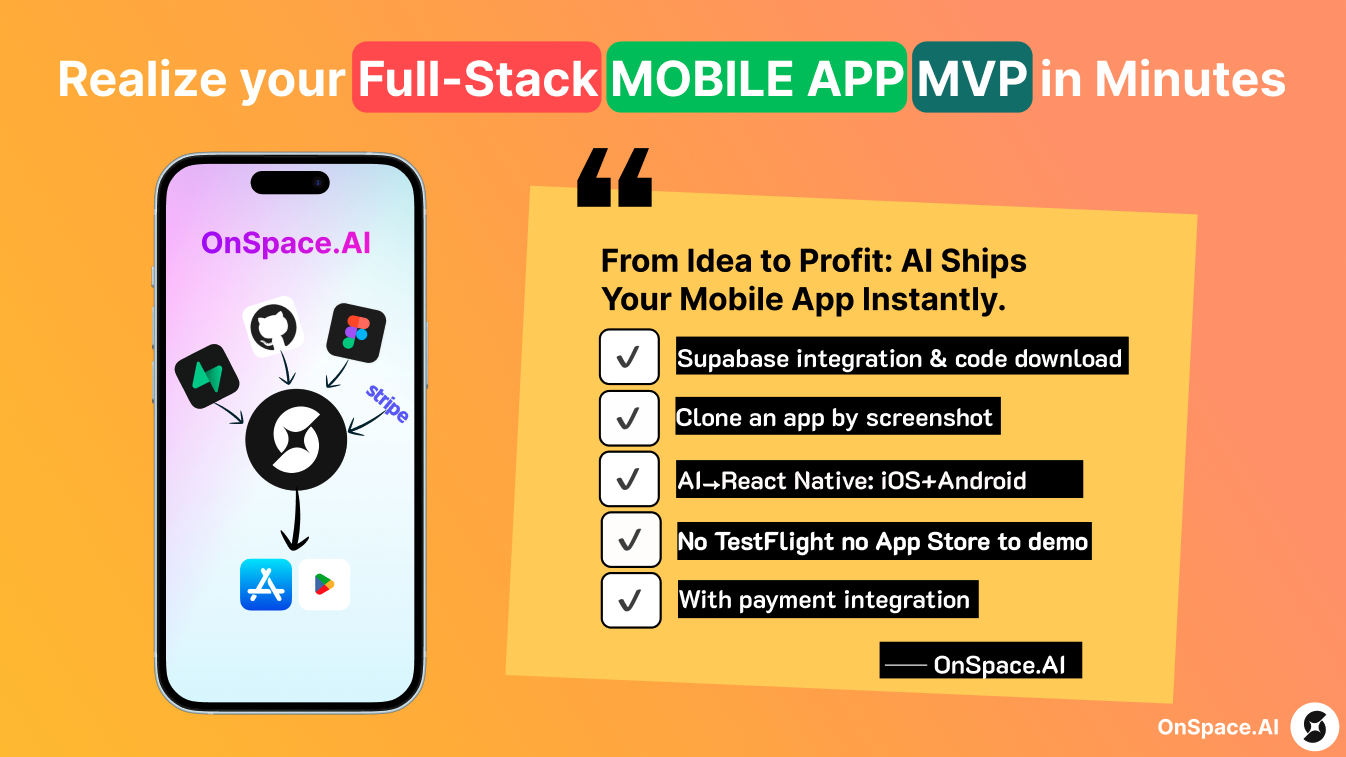 OnSpace.AI - AI Mobile App Builderv1.1.0 - Screenshot showing the interface and features of this AI tool