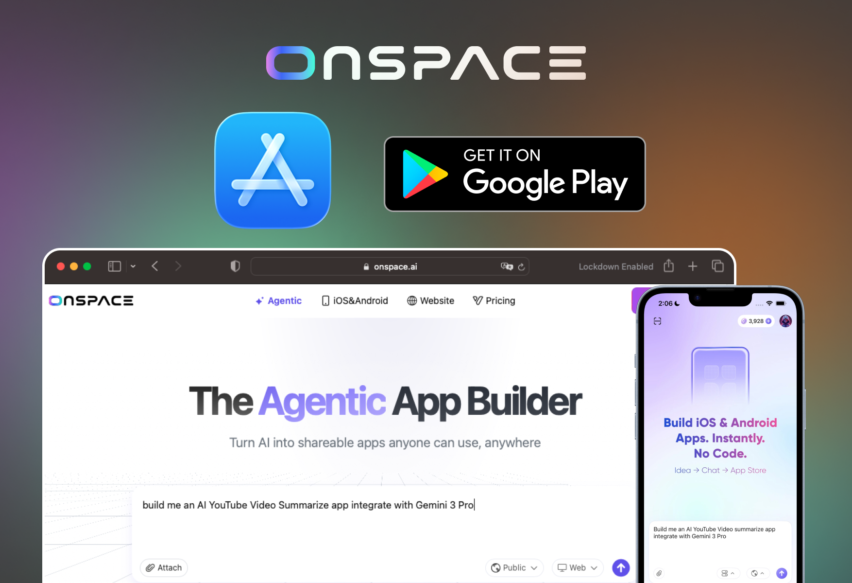 OnSpace.AI - The Agentic App Builder - Screenshot showing the interface and features of this AI tool