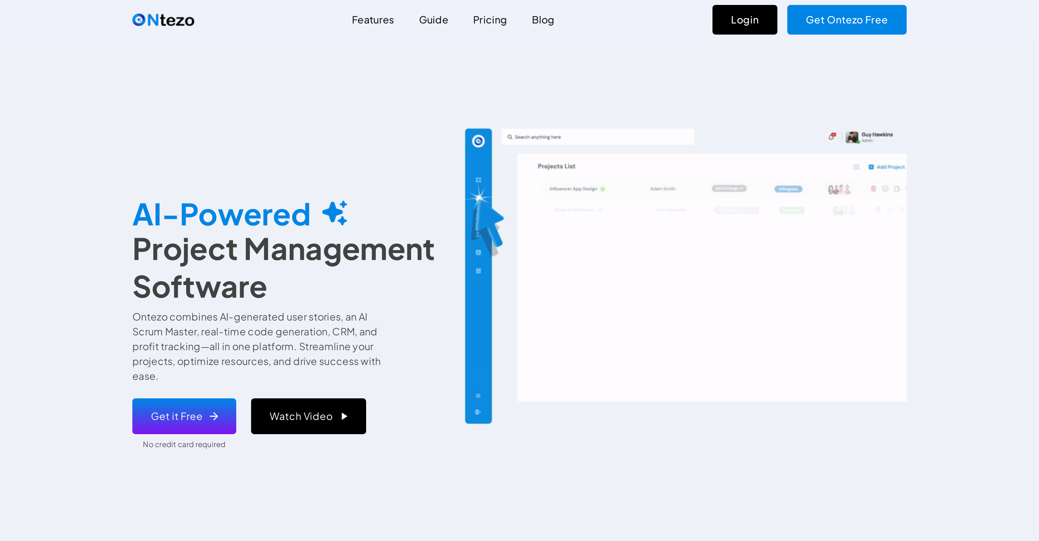 Ontezo - Screenshot showing the interface and features of this AI tool