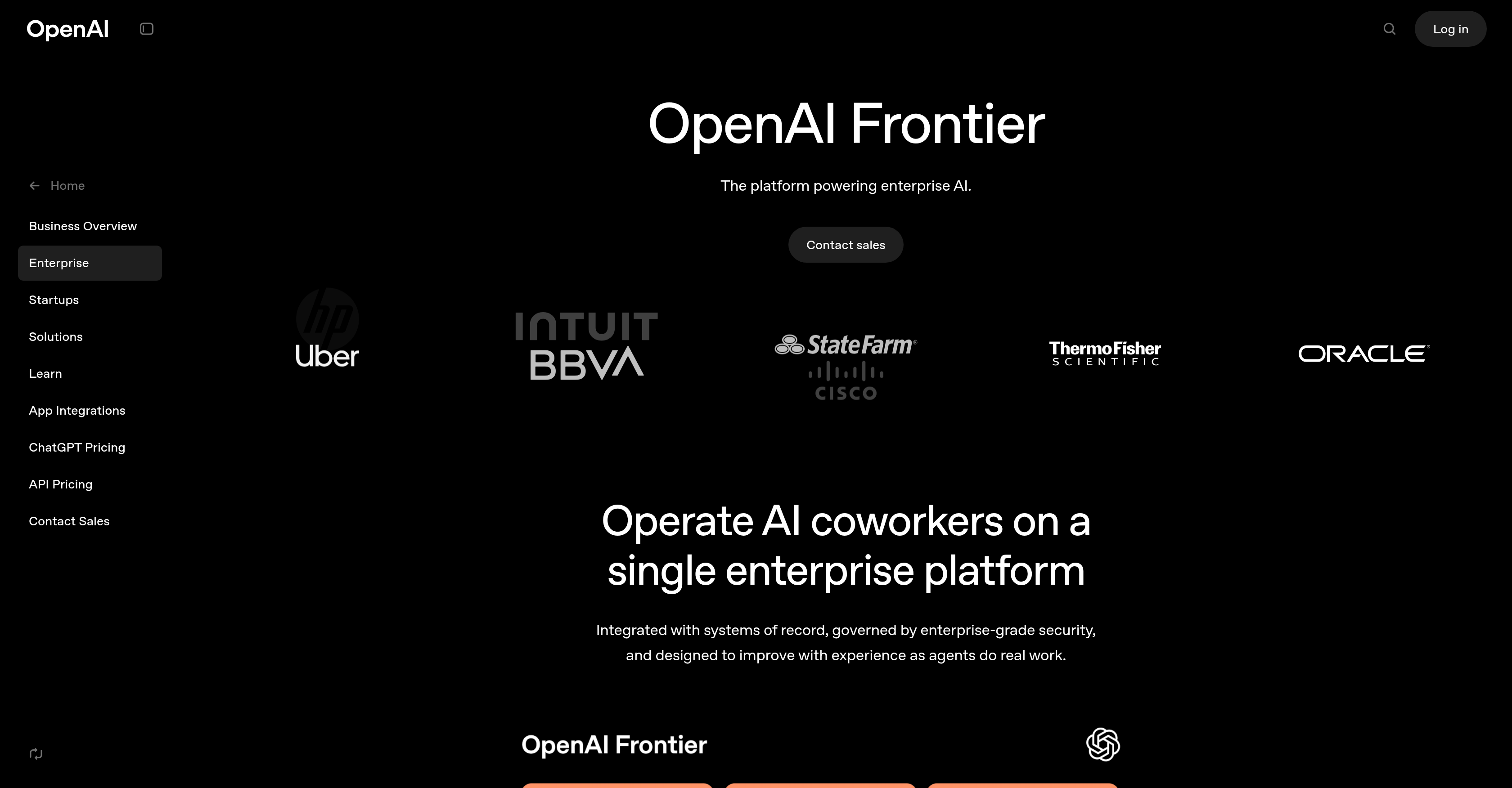 OpenAI Frontier - Screenshot showing the interface and features of this AI tool