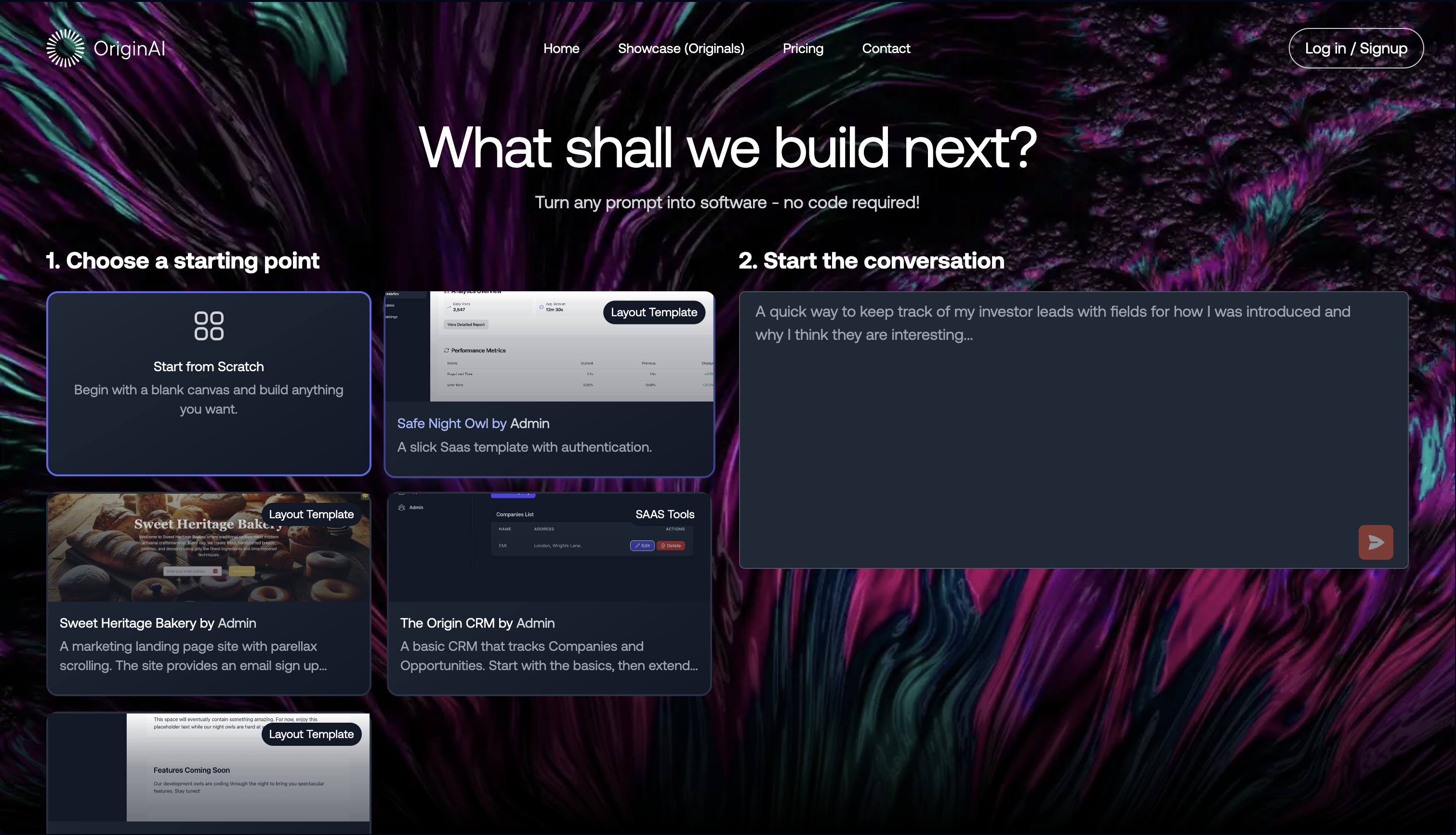 Origin AIv1.1 - Screenshot showing the interface and features of this AI tool