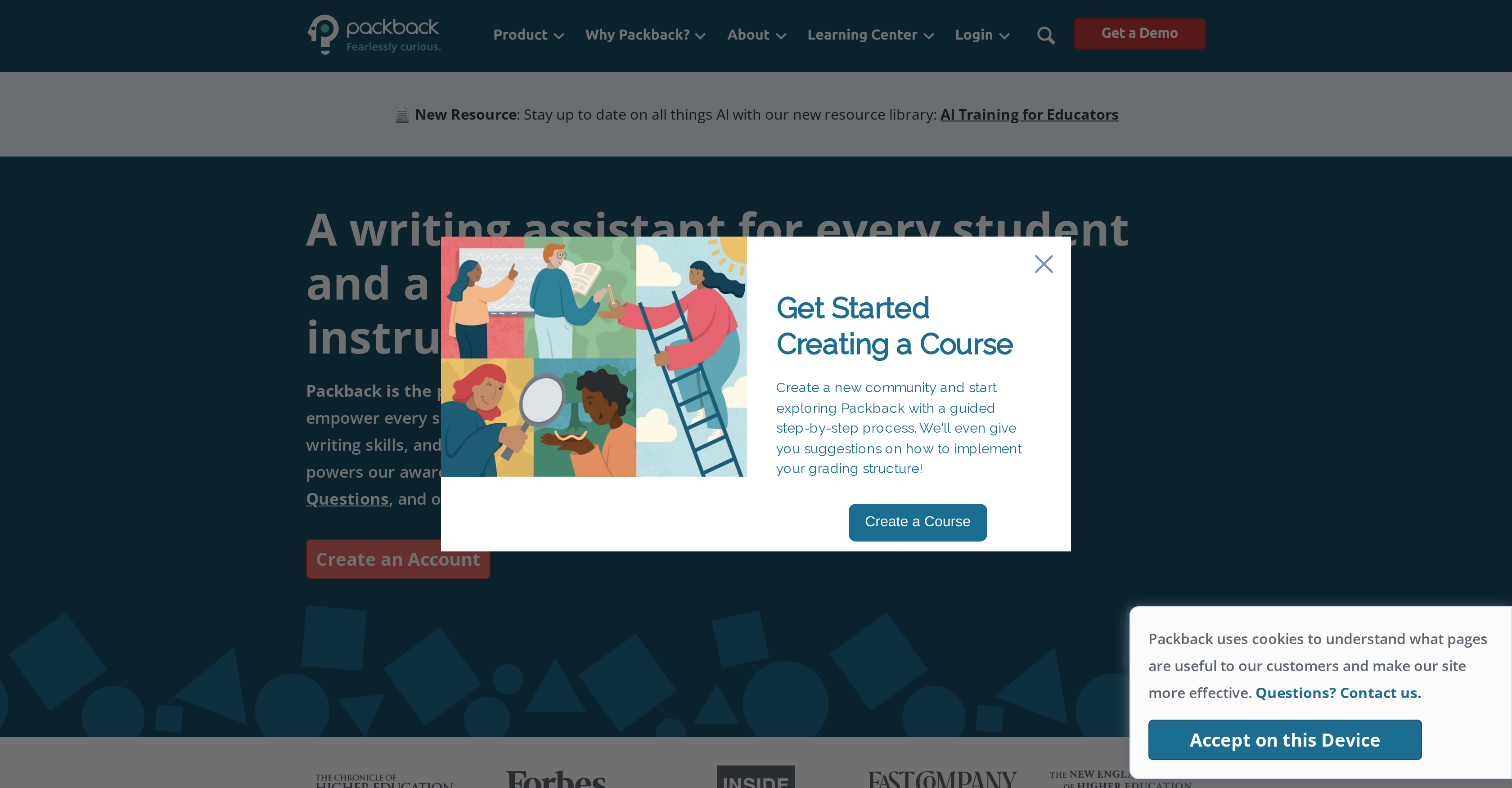 Packback - Screenshot showing the interface and features of this AI tool