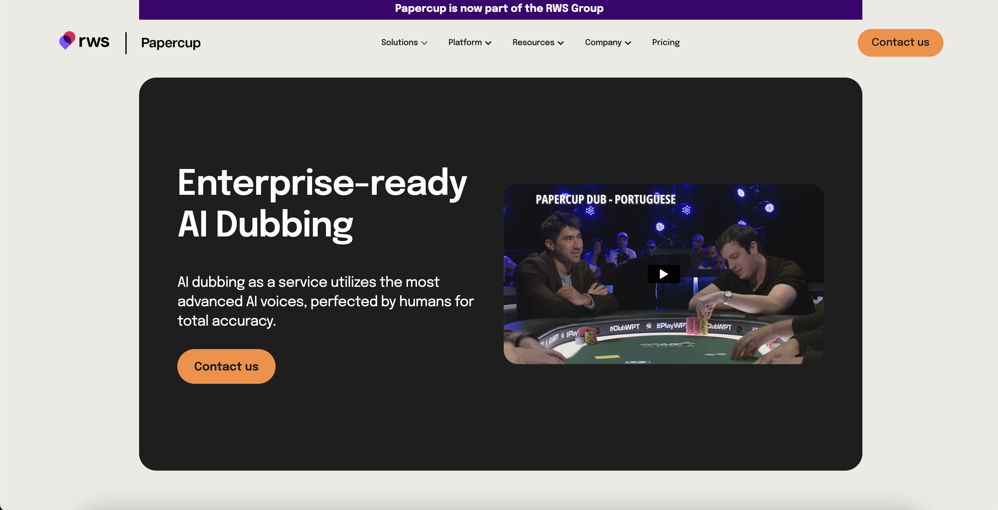 Papercup - Screenshot showing the interface and features of this AI tool
