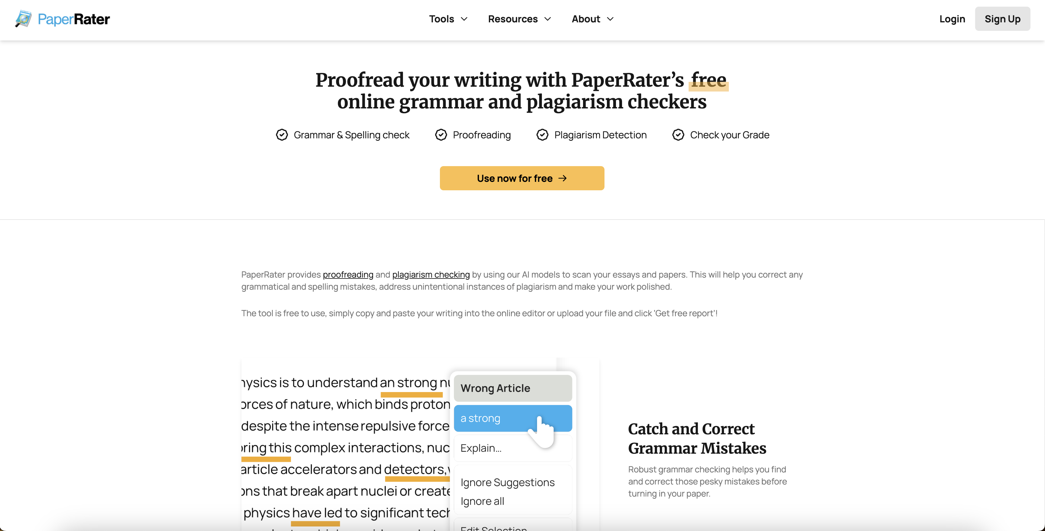 PaperRater - Screenshot showing the interface and features of this AI tool