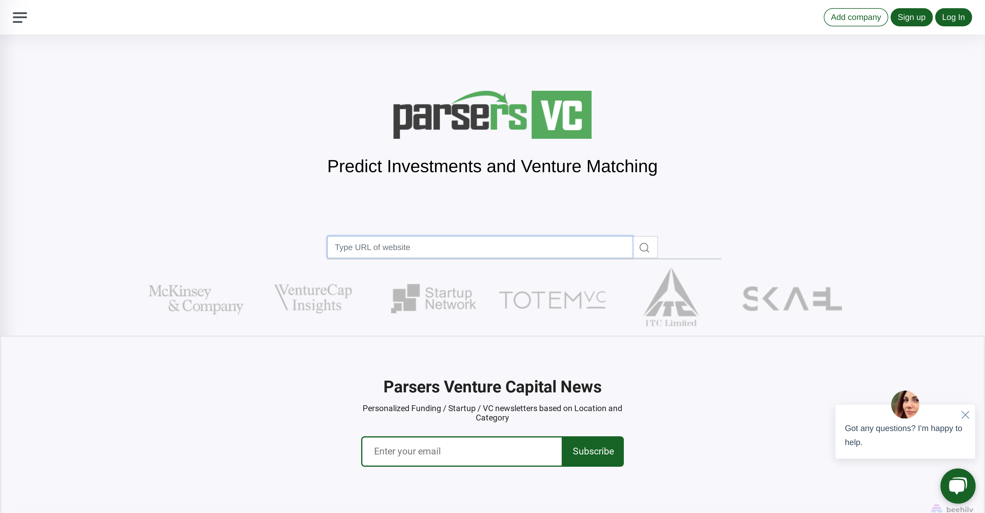 Parsers VC - Screenshot showing the interface and features of this AI tool