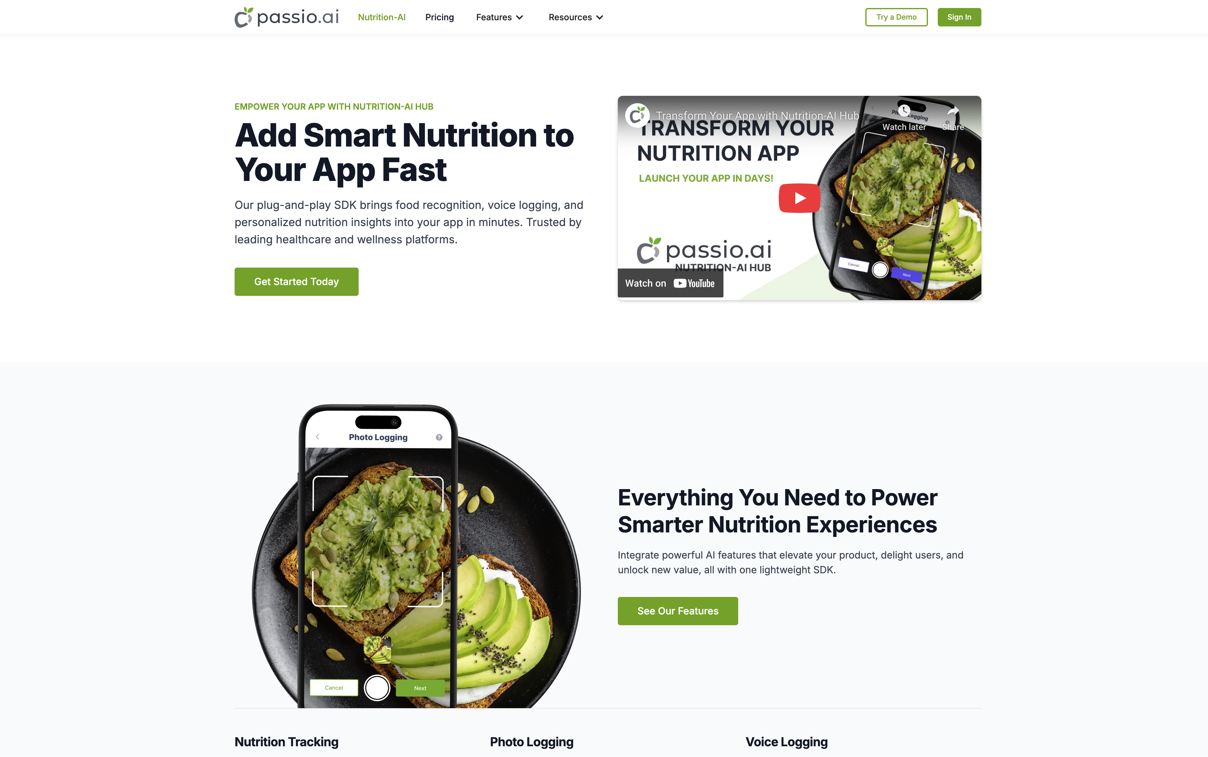 Passio - Screenshot showing the interface and features of this AI tool