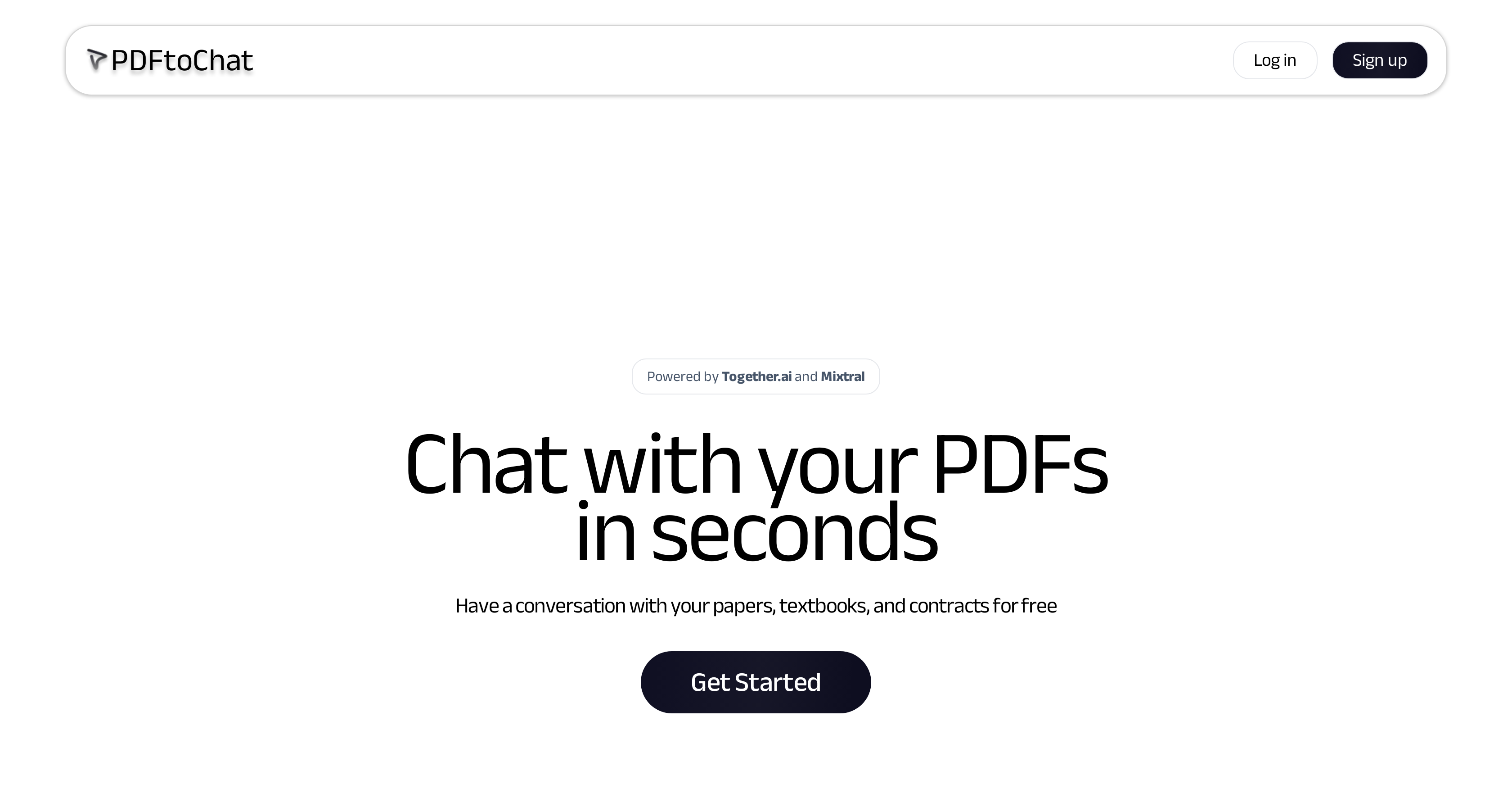 PDFtoChat - Screenshot showing the interface and features of this AI tool